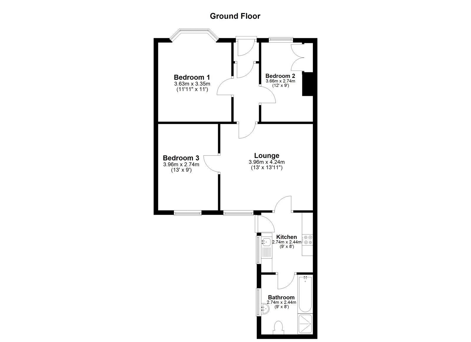 Floorplan of 3 bedroom Mid Terrace House for sale, Hawarden Crescent, Sunderland, Tyne and Wear, SR4