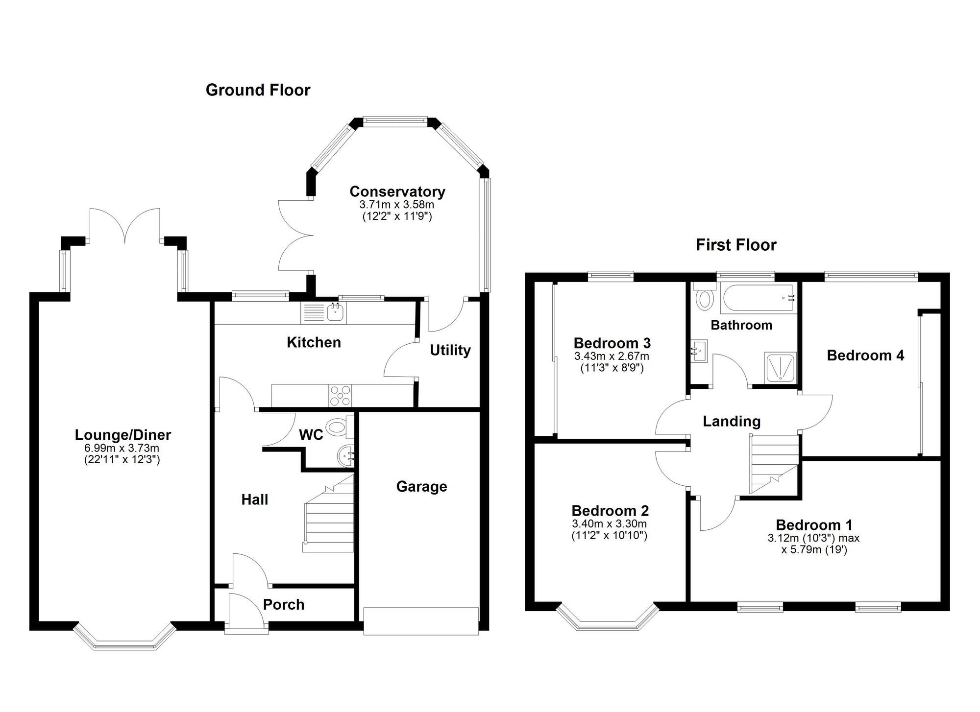 Floorplan of 4 bedroom Semi Detached House for sale, Killingworth Drive, Sunderland, Tyne and Wear, SR4