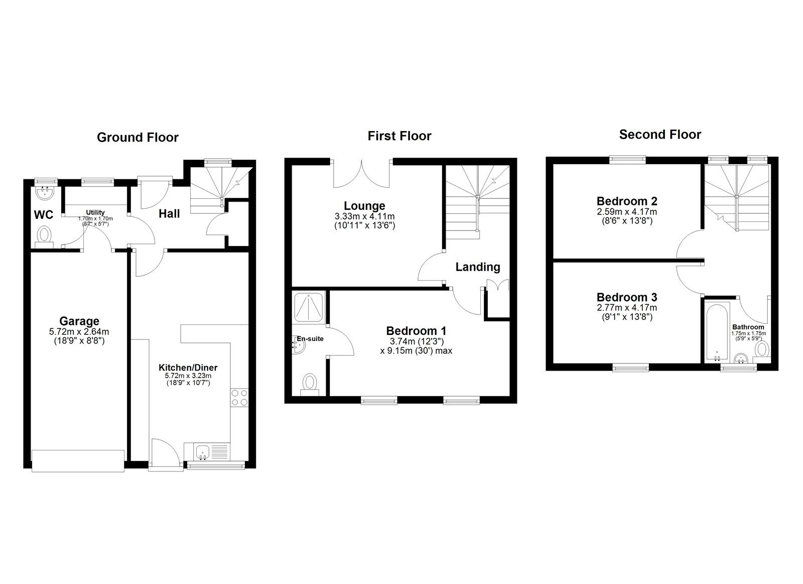 Floorplan of 3 bedroom Mid Terrace House for sale, Murrayfield, Sunderland, SR3