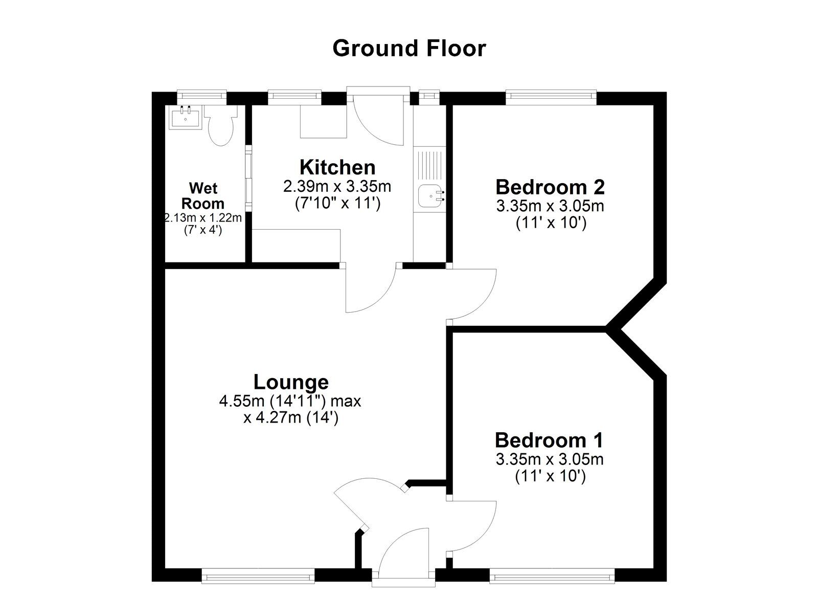 Floorplan of 2 bedroom Semi Detached Bungalow for sale, Trotter Terrace, Sunderland, Tyne and Wear, SR2