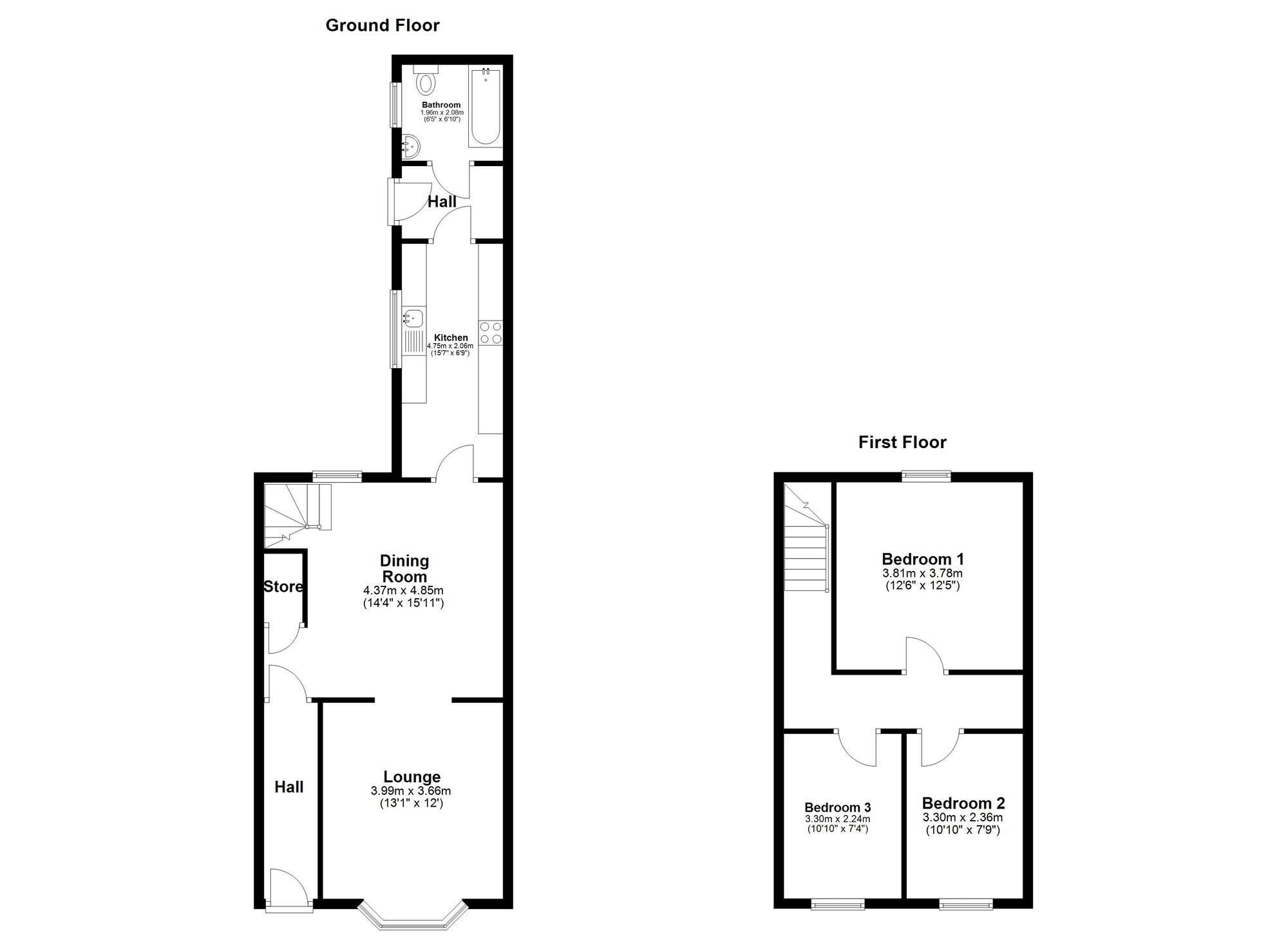 Floorplan of 3 bedroom Mid Terrace House for sale, Cromwell Street, Sunderland, Tyne and Wear, SR4