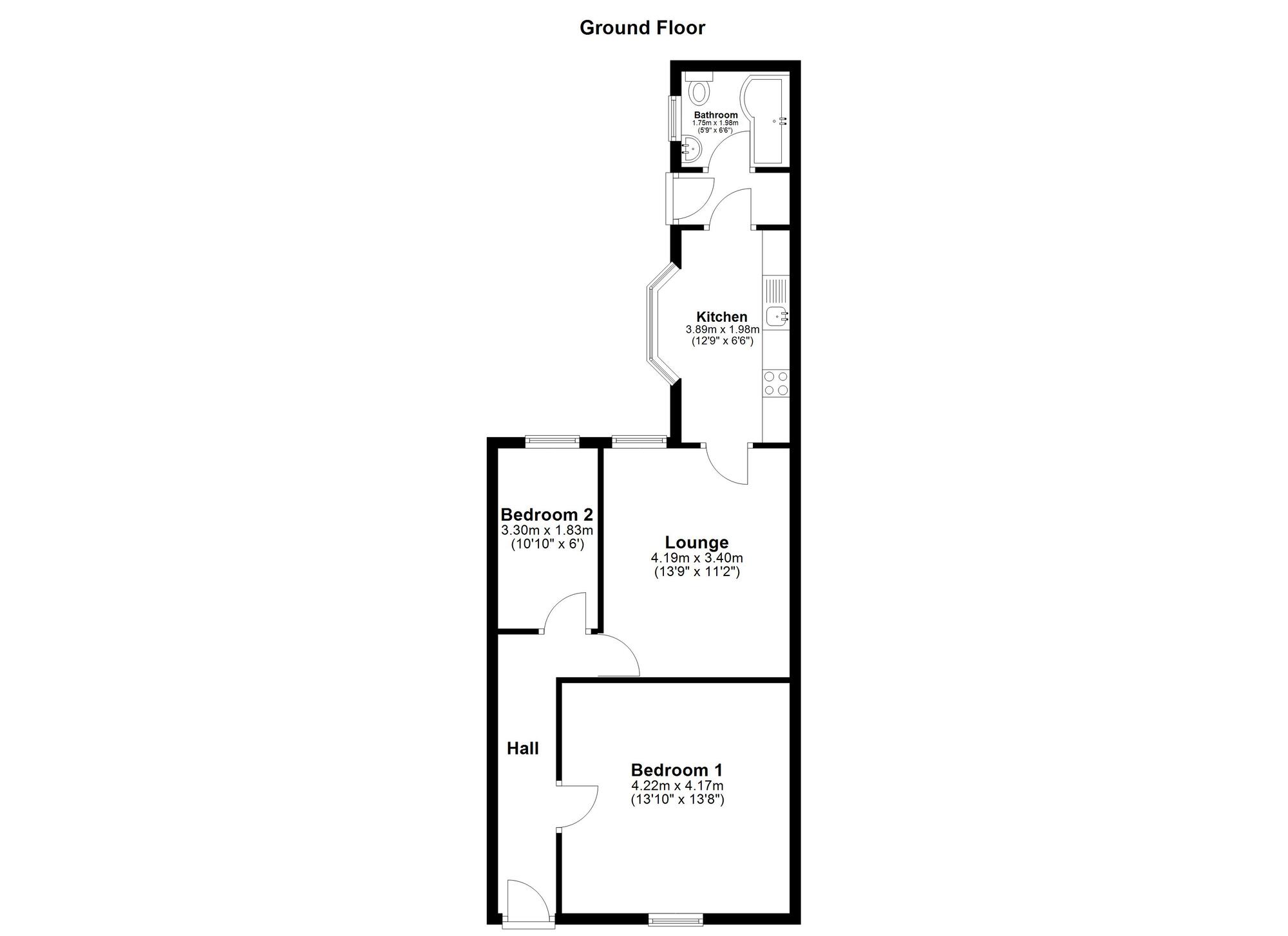 Floorplan of 2 bedroom Mid Terrace House for sale, Lily Street, Sunderland, Tyne and Wear, SR4