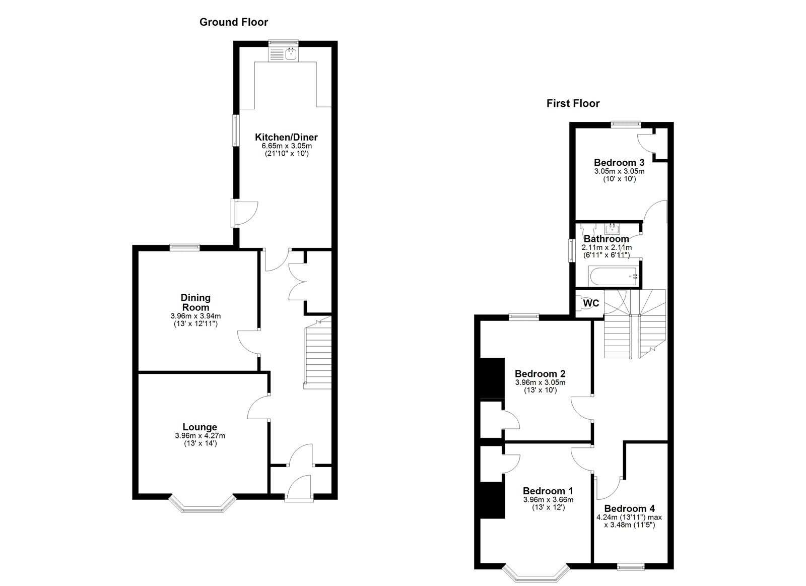 Floorplan of 4 bedroom Mid Terrace House for sale, Holmlands Park North, Sunderland, Tyne and Wear, SR2
