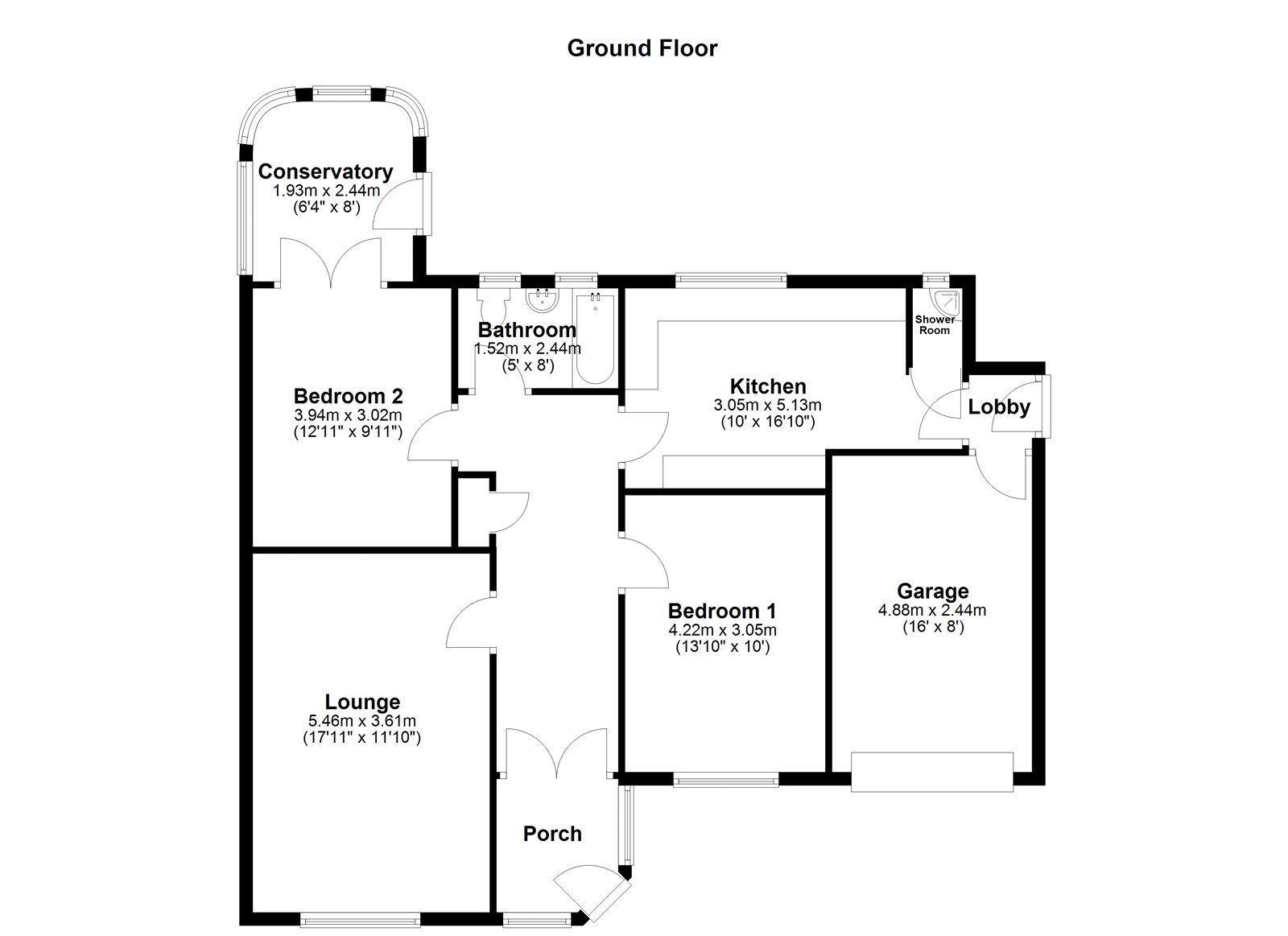 Floorplan of 2 bedroom Semi Detached Bungalow for sale, Meadow View, Sunderland, Tyne and Wear, SR3