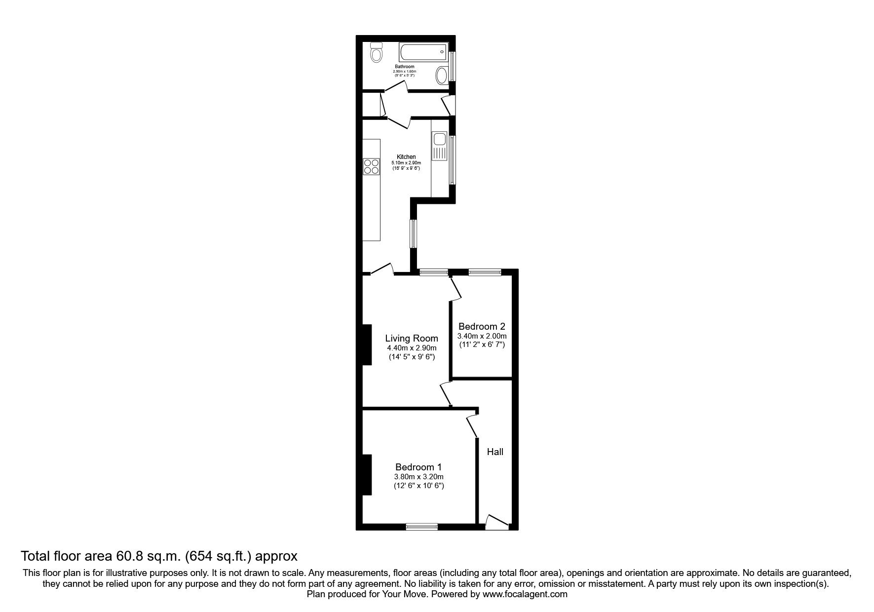 Floorplan of 2 bedroom Mid Terrace House for sale, Robert Street, New Silksworth, Tyne and Wear, SR3