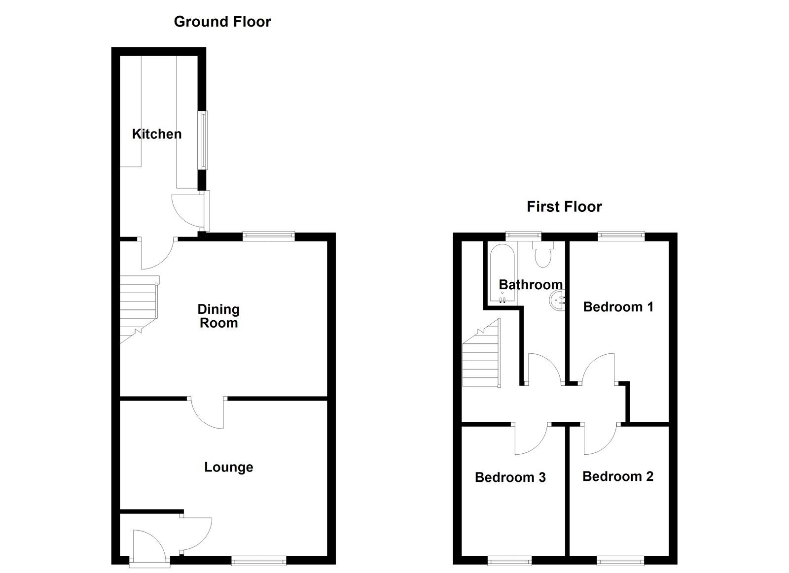 Floorplan of 3 bedroom Mid Terrace House to rent, East View, Castletown, Tyne and Wear, SR5