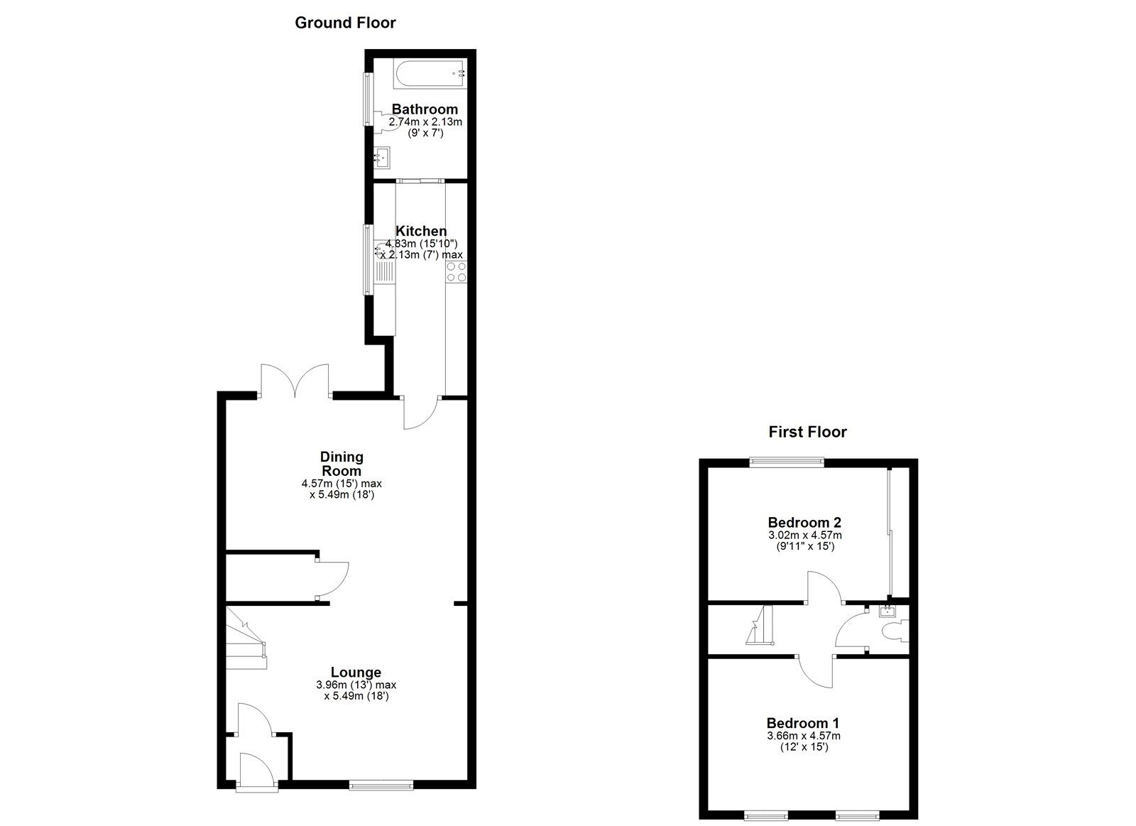 Floorplan of 2 bedroom Mid Terrace House for sale, Washington Street, Sunderland, Tyne and Wear, SR4