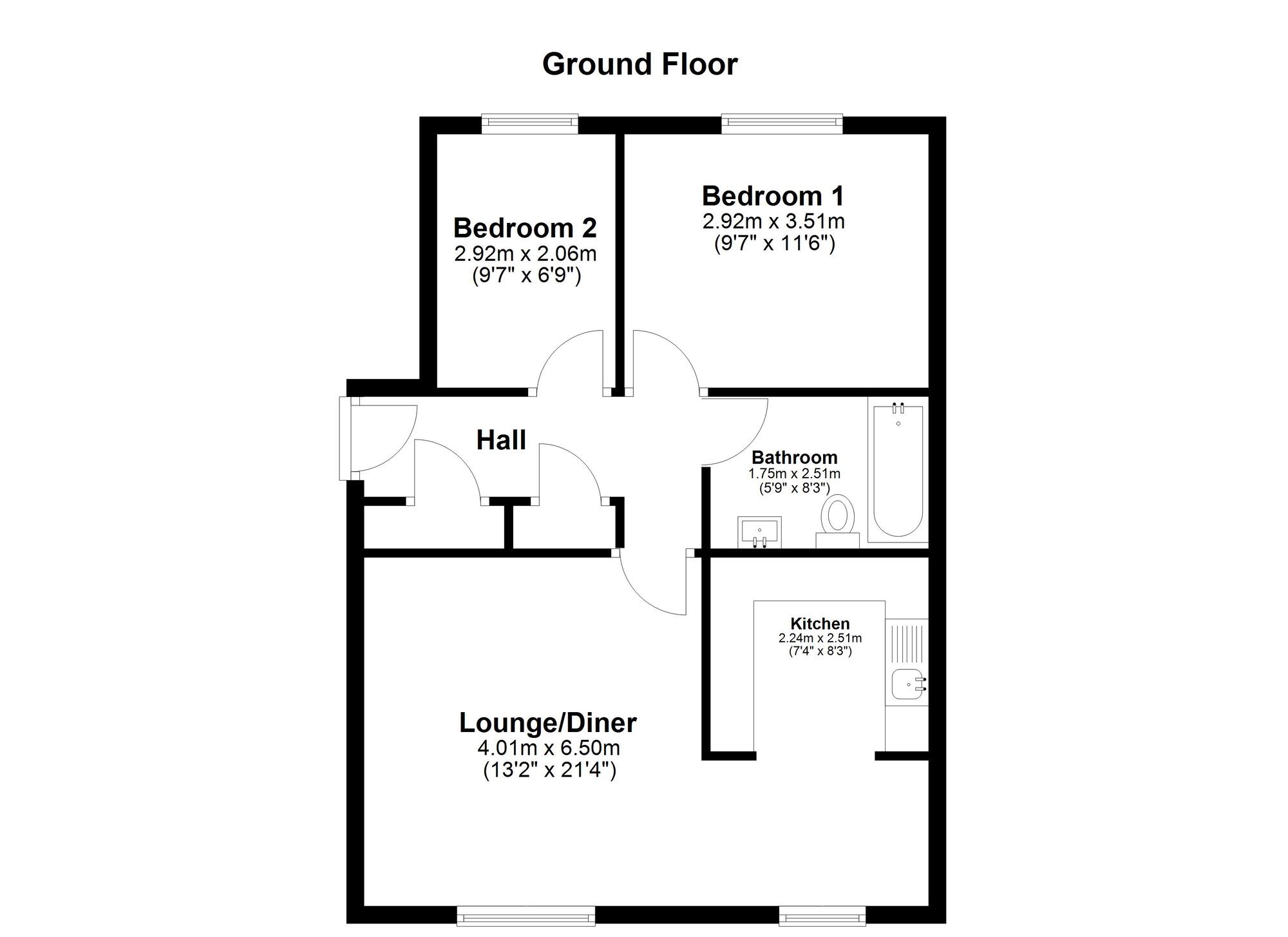Floorplan of 2 bedroom Flat for sale, Wearhead Drive, Sunderland, Tyne and Wear, SR4