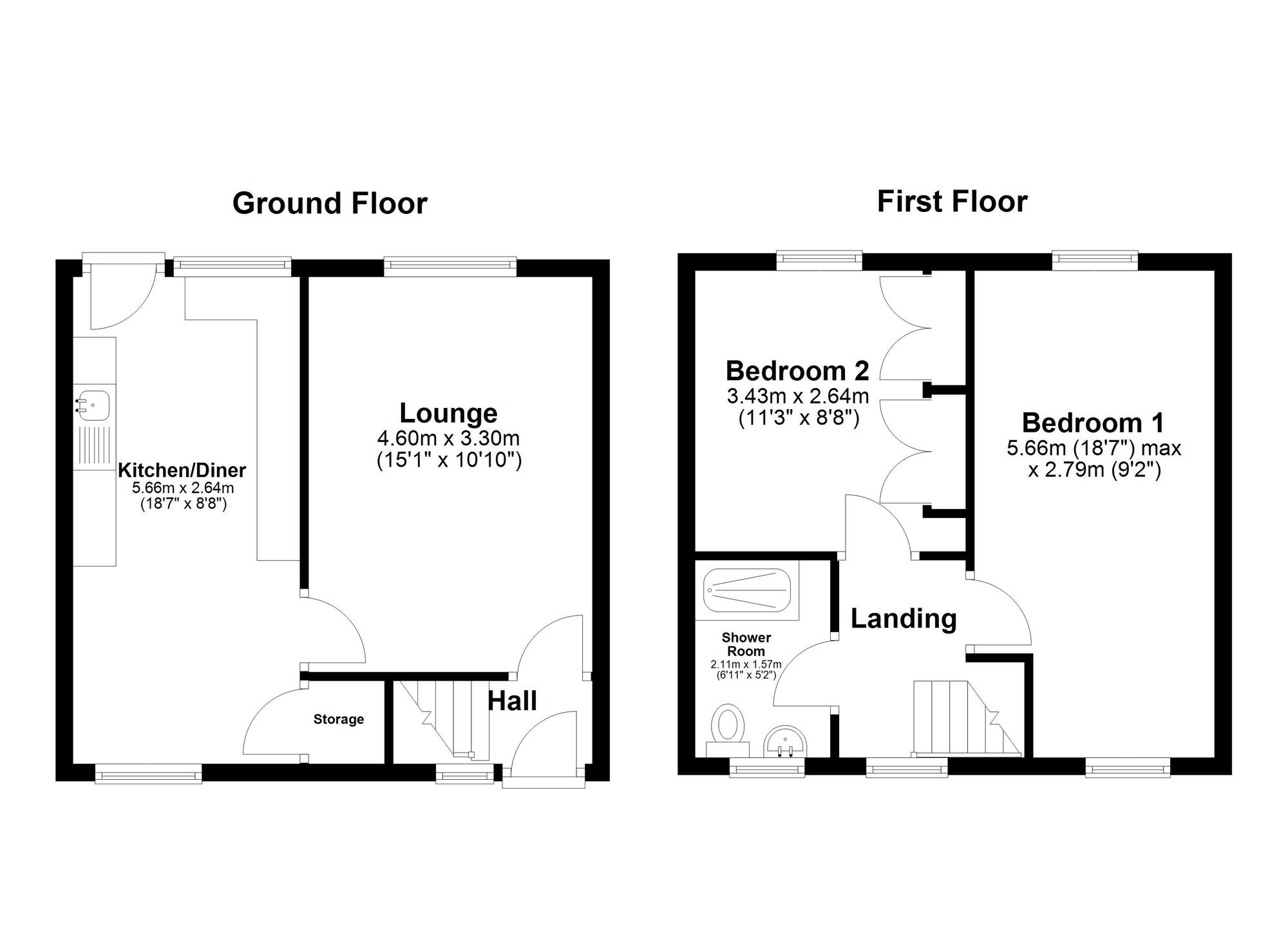 Floorplan of 2 bedroom End Terrace House for sale, Tanfield Gardens, South Shields, Tyne and Wear, NE34