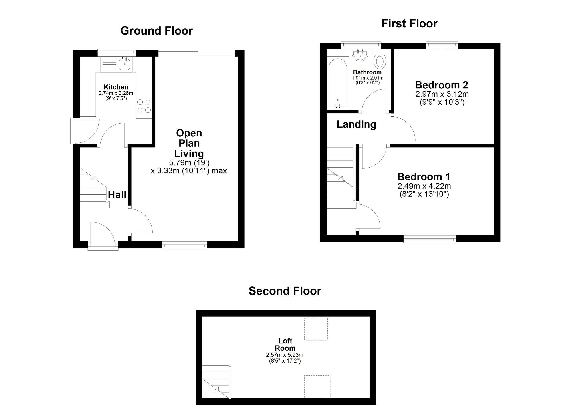Floorplan of 2 bedroom Semi Detached House for sale, Derwent Close, Seaham, Durham, SR7