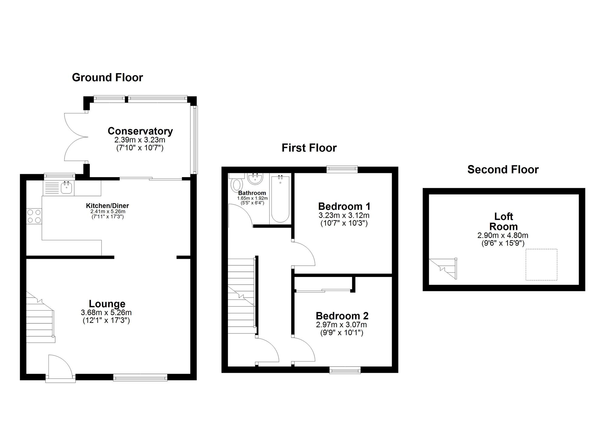 Floorplan of 2 bedroom Semi Detached House for sale, Gambia Square, Sunderland, Tyne and Wear, SR4