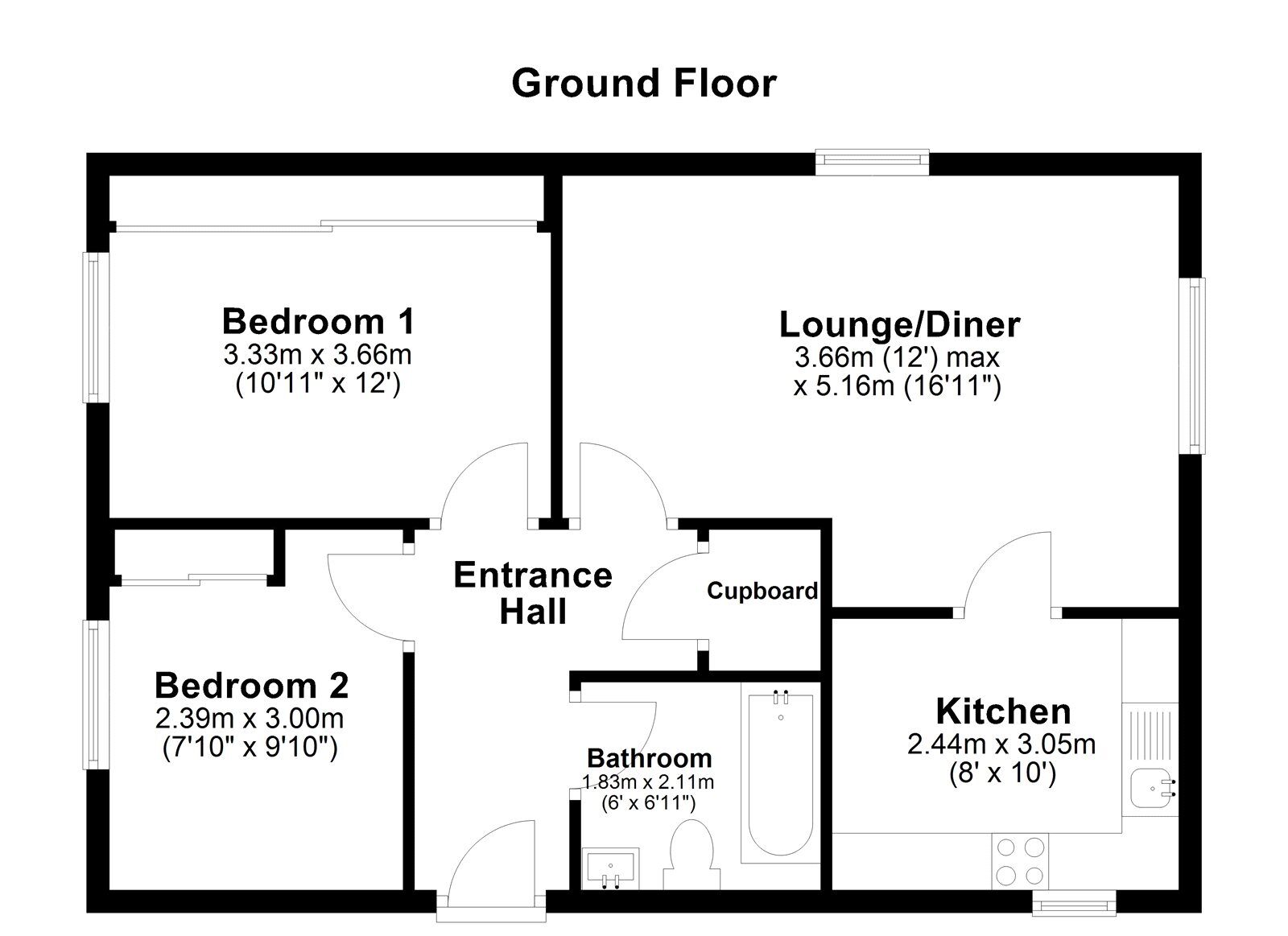 Floorplan of 2 bedroom Flat for sale, Dumbarton Close, Sunderland, Tyne and Wear, SR4
