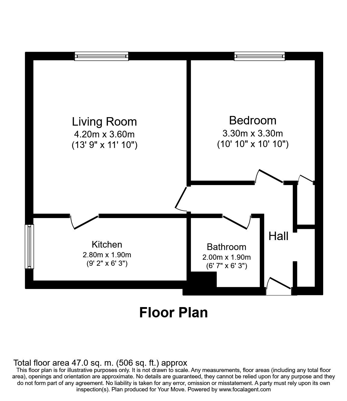 Floorplan of 1 bedroom Flat for sale, Castle Green, Sunderland, Tyne and Wear, SR3