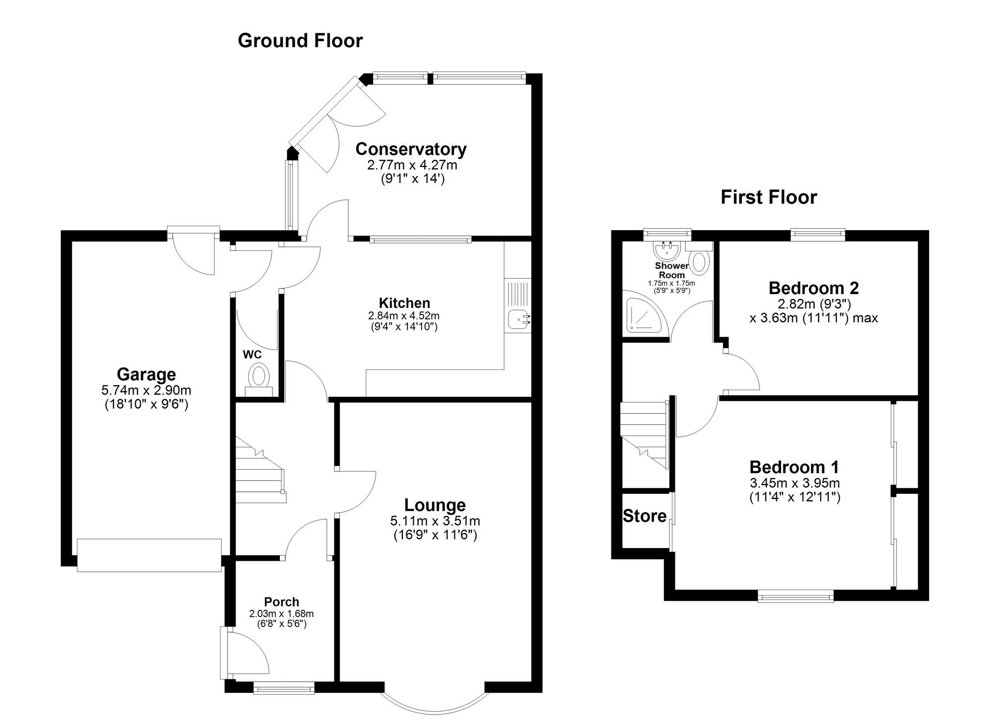 Floorplan of 2 bedroom Semi Detached House for sale, Ford Crescent, Sunderland, Tyne and Wear, SR4