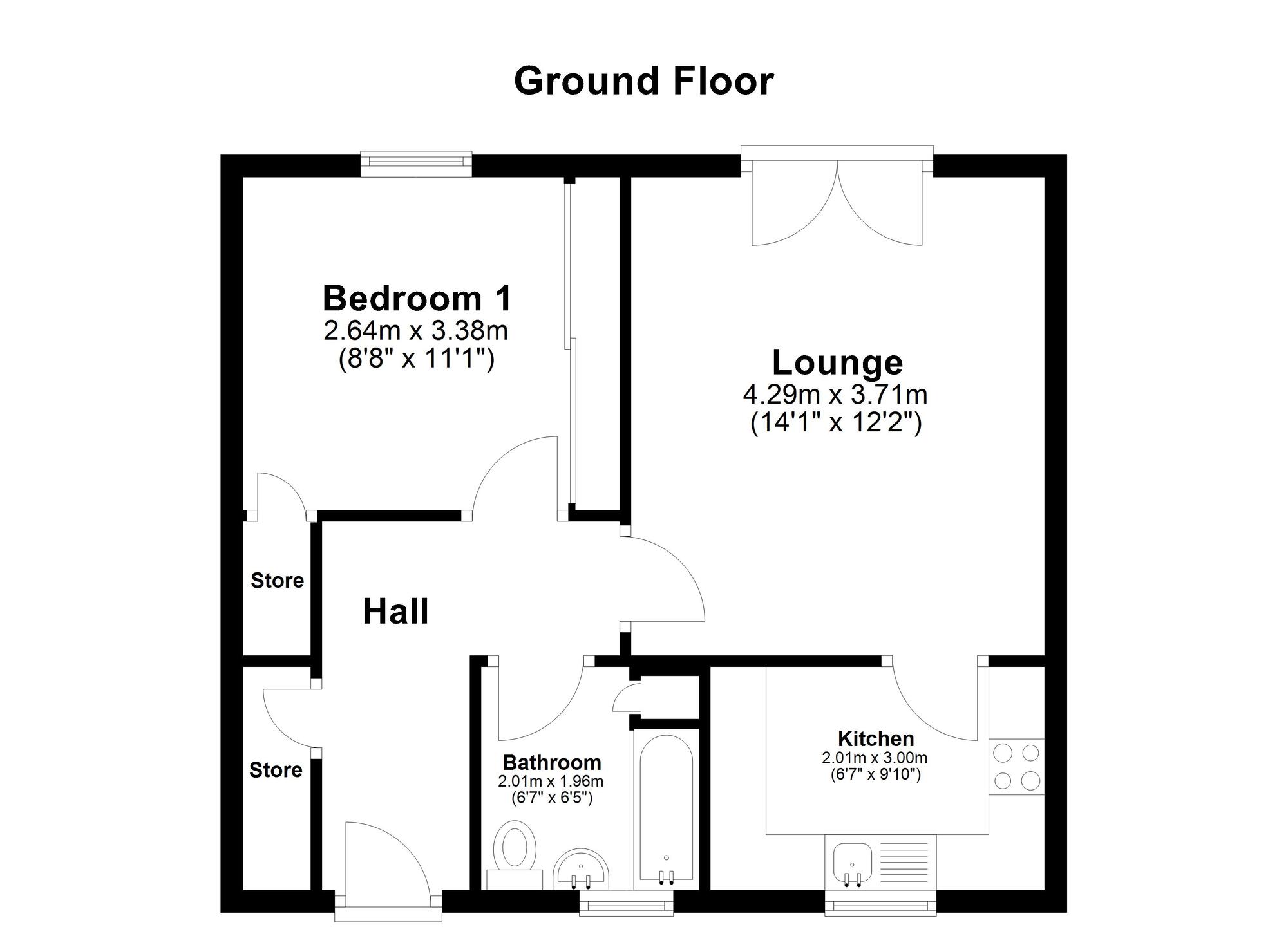 Floorplan of 1 bedroom Flat for sale, Bede House, Castle Green, SR3