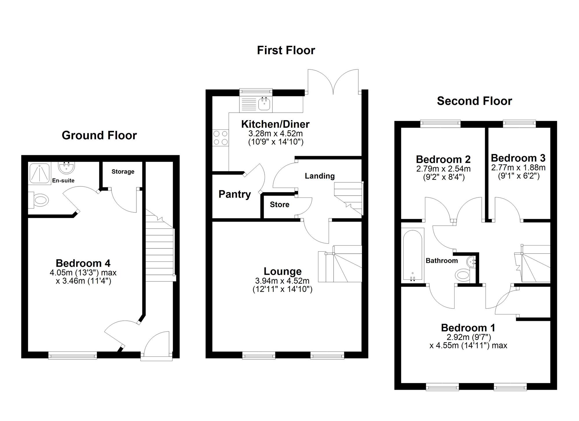 Floorplan of 4 bedroom Semi Detached House for sale, Woodham Drive, Sunderland, Tyne and Wear, SR2