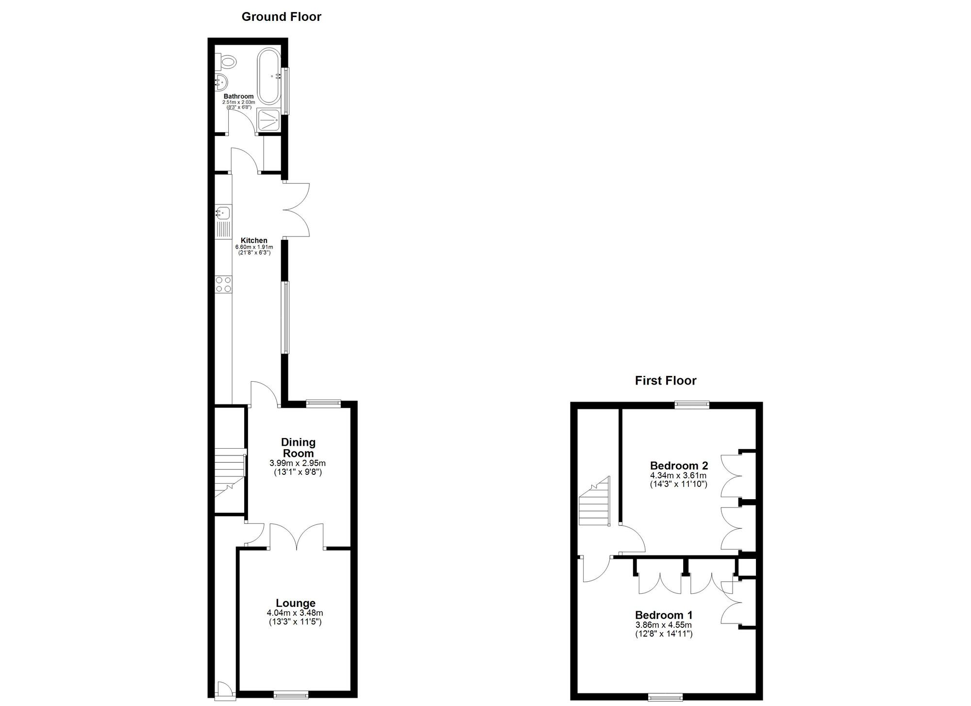 Floorplan of 2 bedroom Mid Terrace House for sale, Fulwell Road, Sunderland, Tyne and Wear, SR6