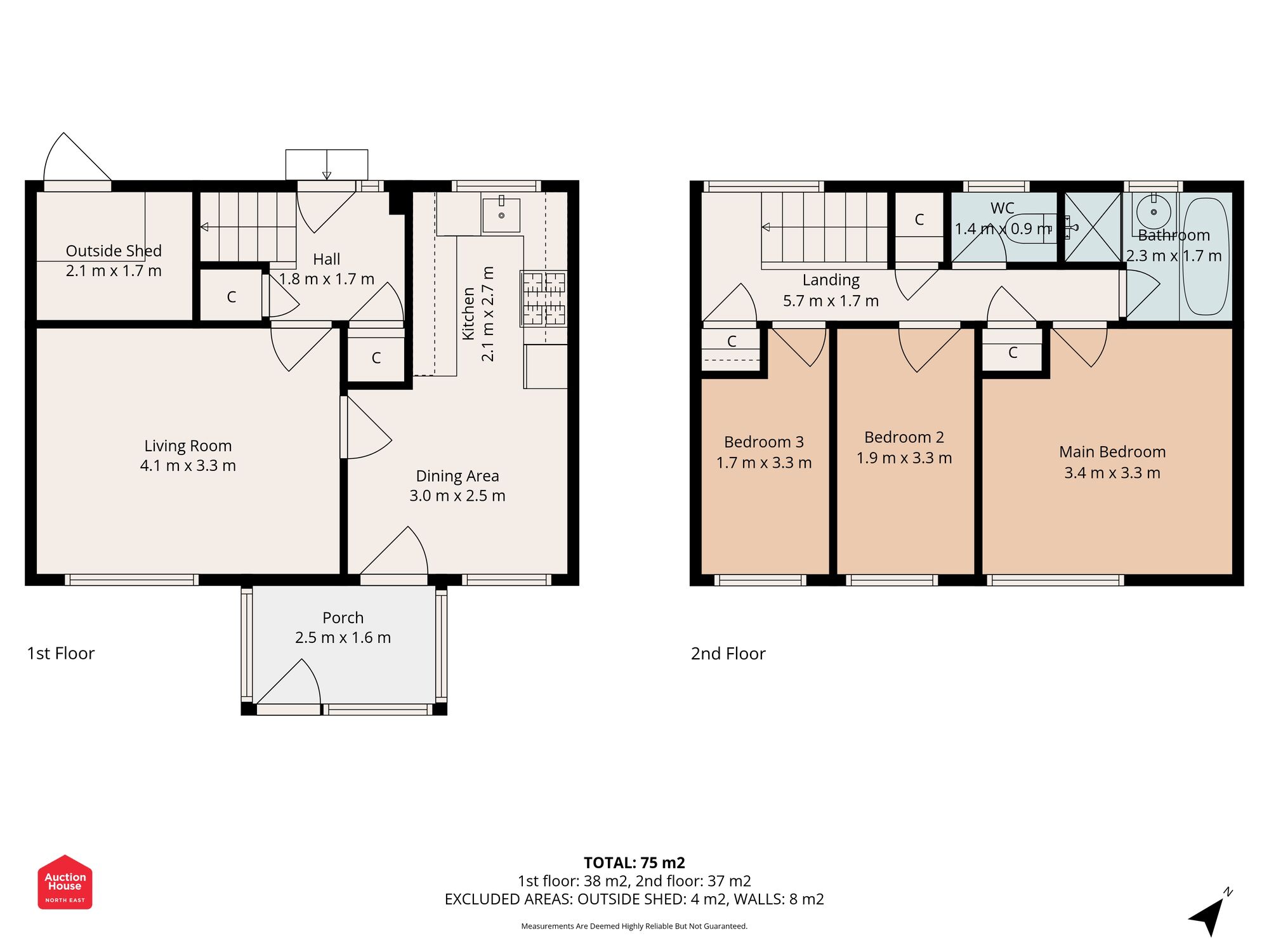 Floorplan of 3 bedroom End Terrace House for sale, Tiverton Square, Sunderland, Tyne and Wear, SR3