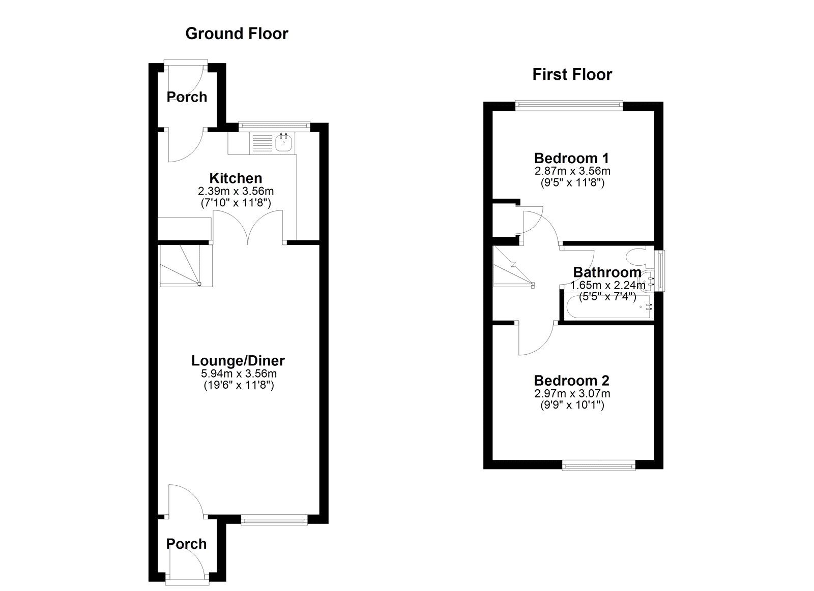 Floorplan of 2 bedroom Mid Terrace House for sale, Skipsea View, Sunderland, Tyne and Wear, SR2