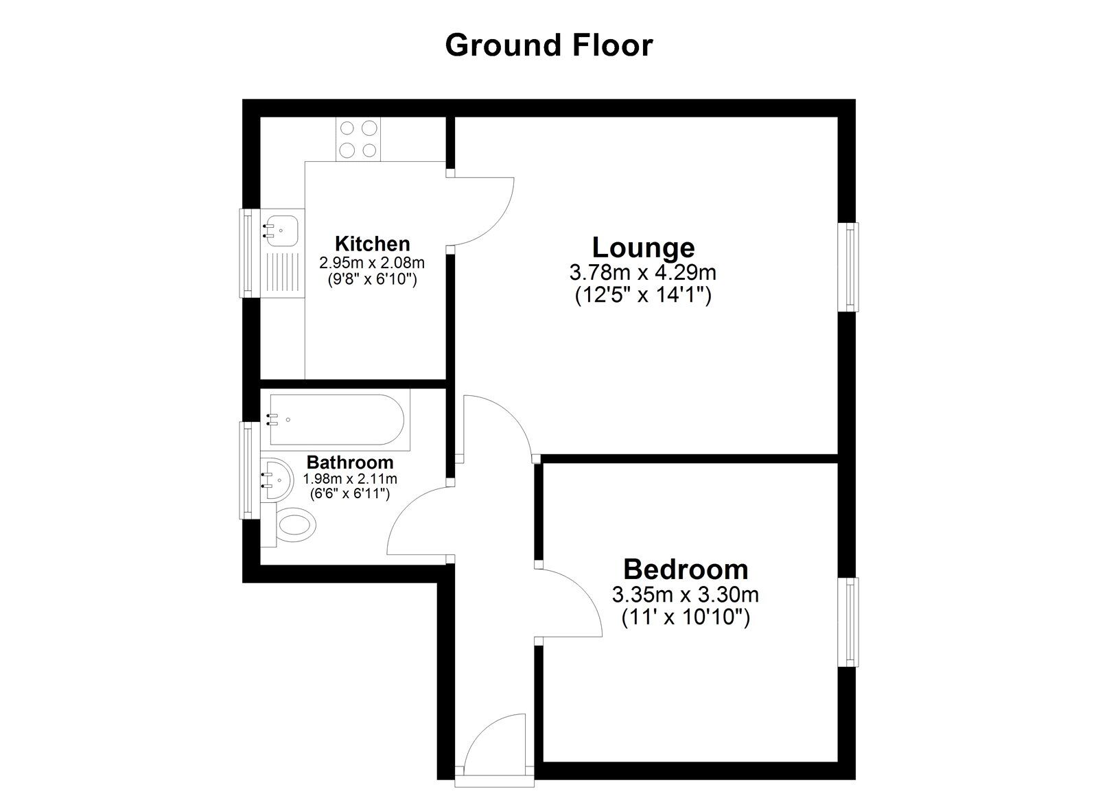 Floorplan of 1 bedroom Flat to rent, Castle Green, Sunderland, Tyne and Wear, SR3