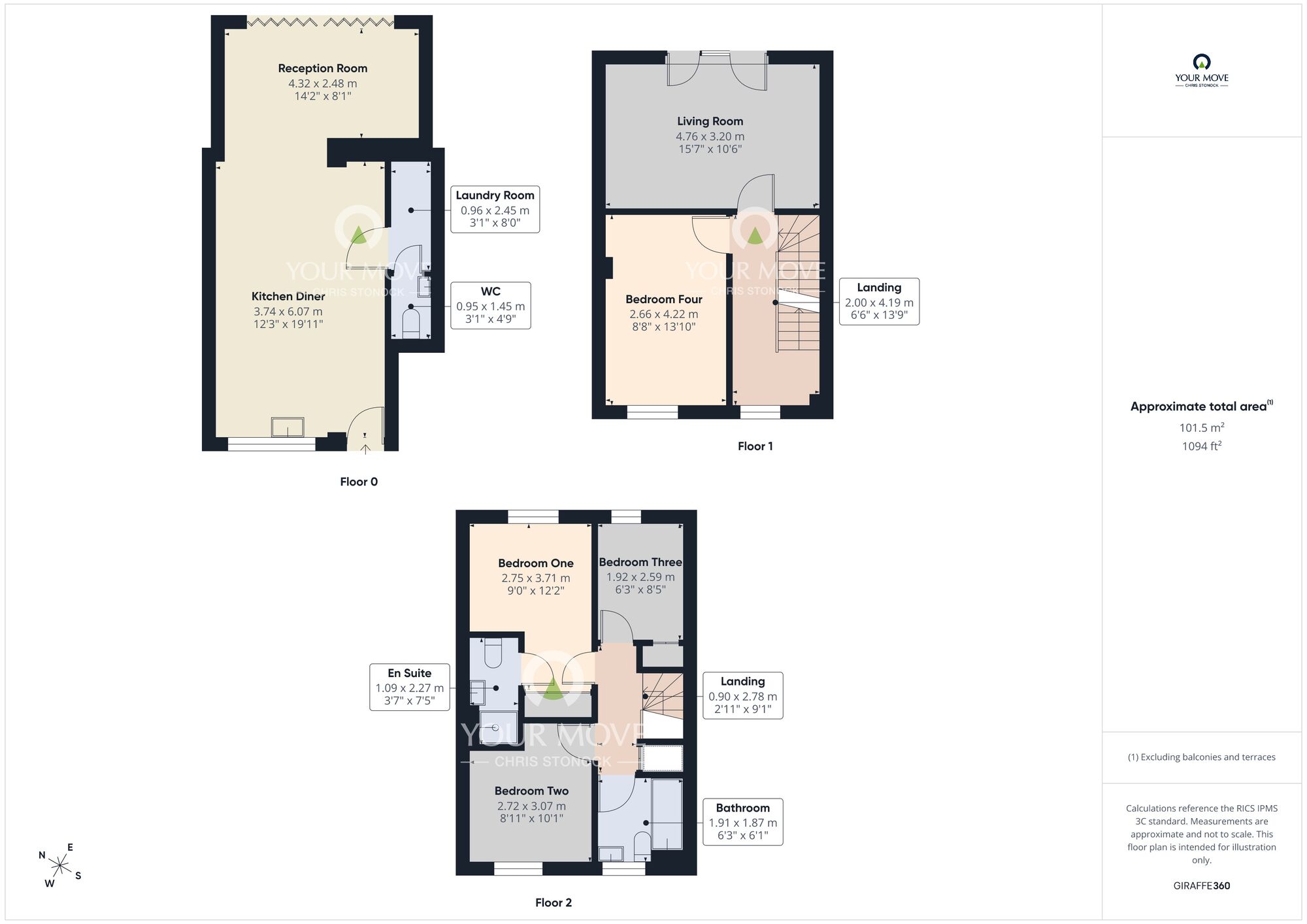Floorplan of 4 bedroom Mid Terrace House for sale, Linthorpe Avenue, Seaham, Durham, SR7