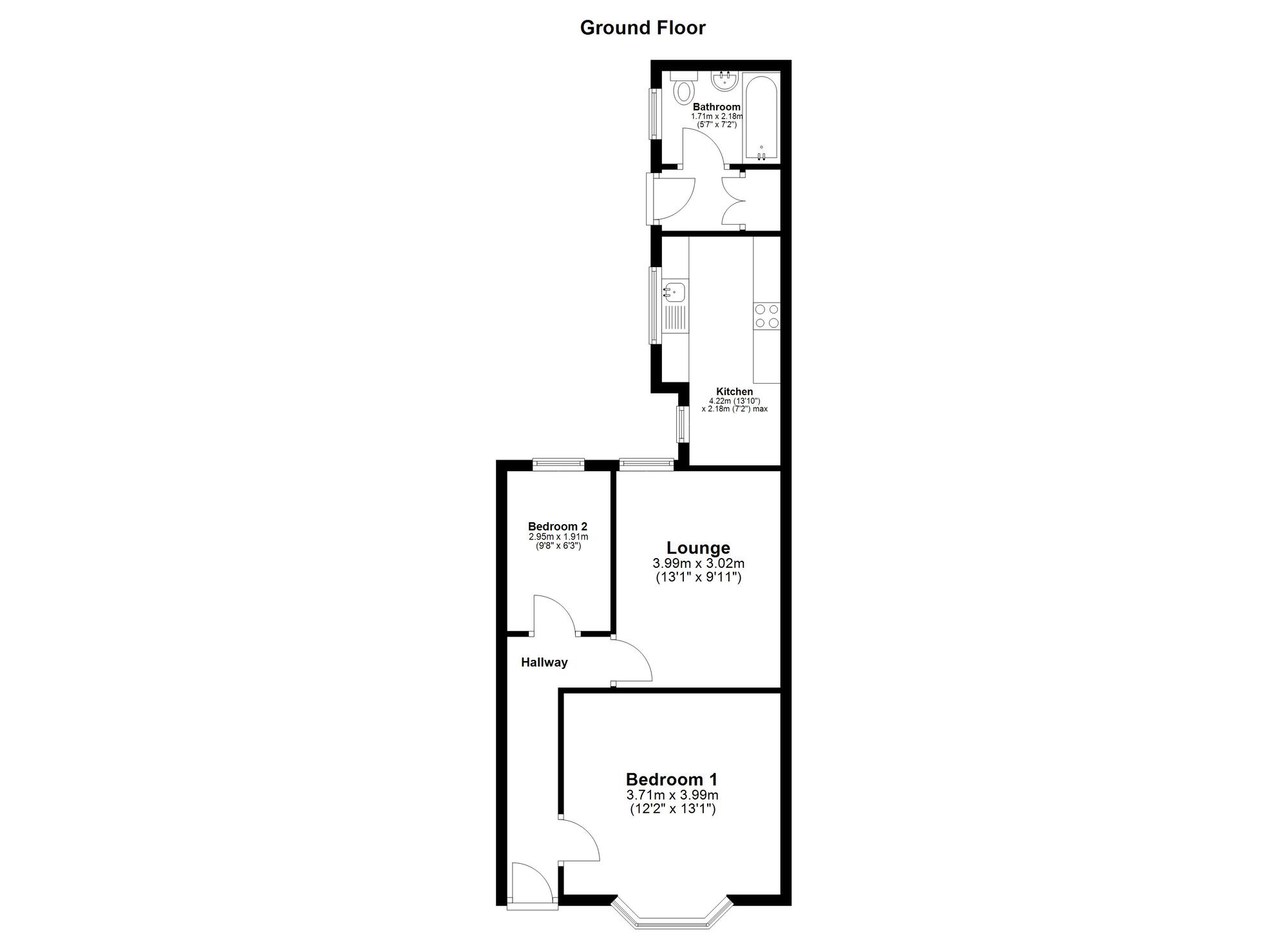 Floorplan of 2 bedroom Mid Terrace Property to rent, Chester Terrace North, Sunderland, Tyne and Wear, SR4