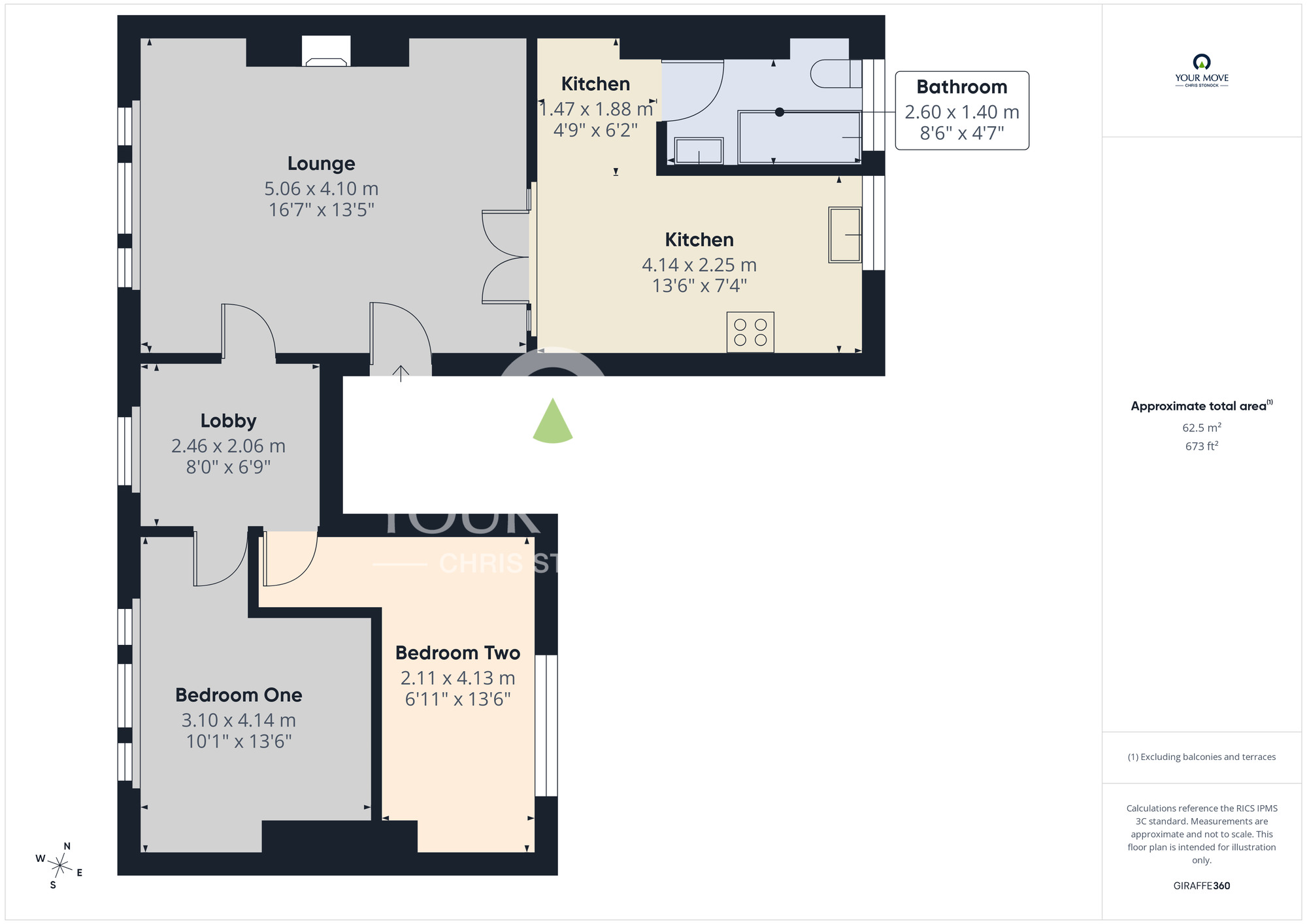 Floorplan of 2 bedroom Flat to rent, Mowbray Close, Sunderland, Tyne and Wear, SR2