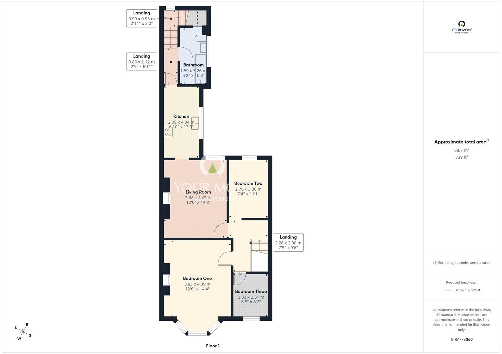 Floorplan of 3 bedroom Flat for sale, Egerton Road, South Shields, Tyne and Wear, NE34
