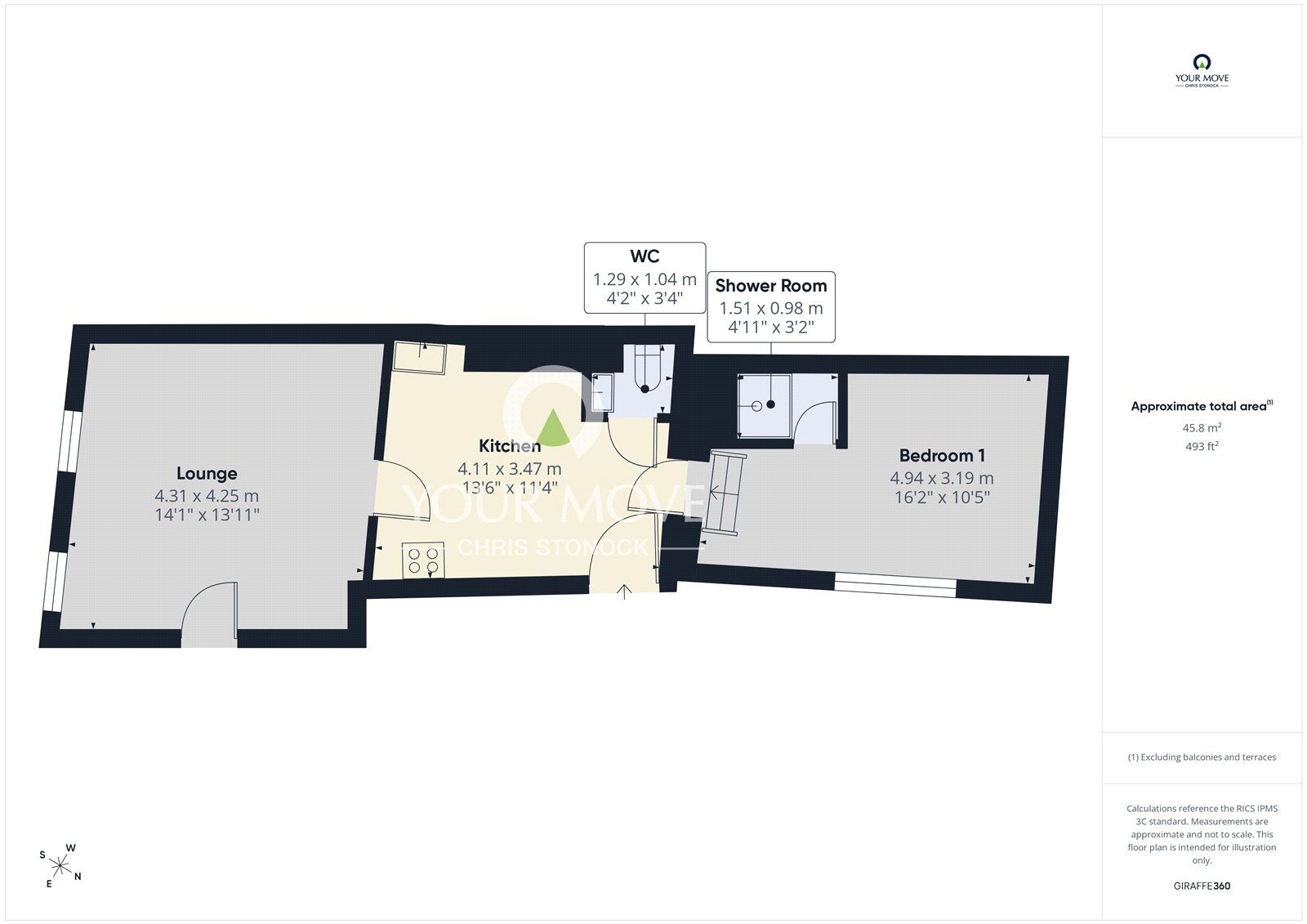Floorplan of 1 bedroom Flat to rent, Hylton Road, Sunderland, Tyne and Wear, SR4