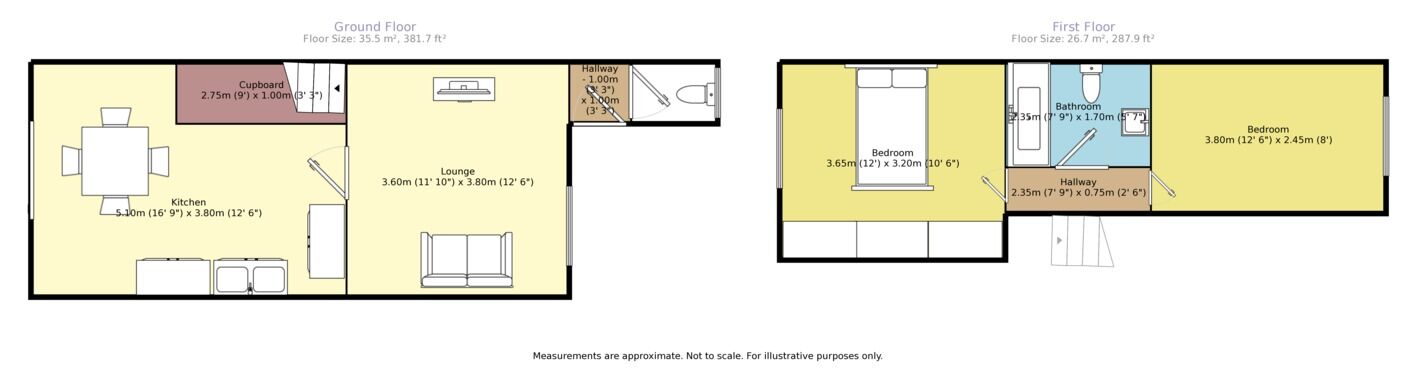Floorplan of 2 bedroom Mid Terrace House to rent, Old School Terrace Jubilee Road, Cheam, Surrey, SM3