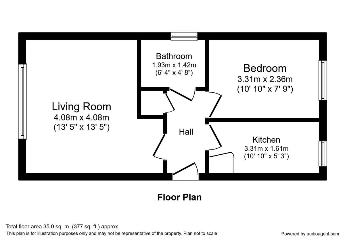 Floorplan of 1 bedroom Flat to rent, Lovelace Gardens, Surbiton, Surrey, KT6