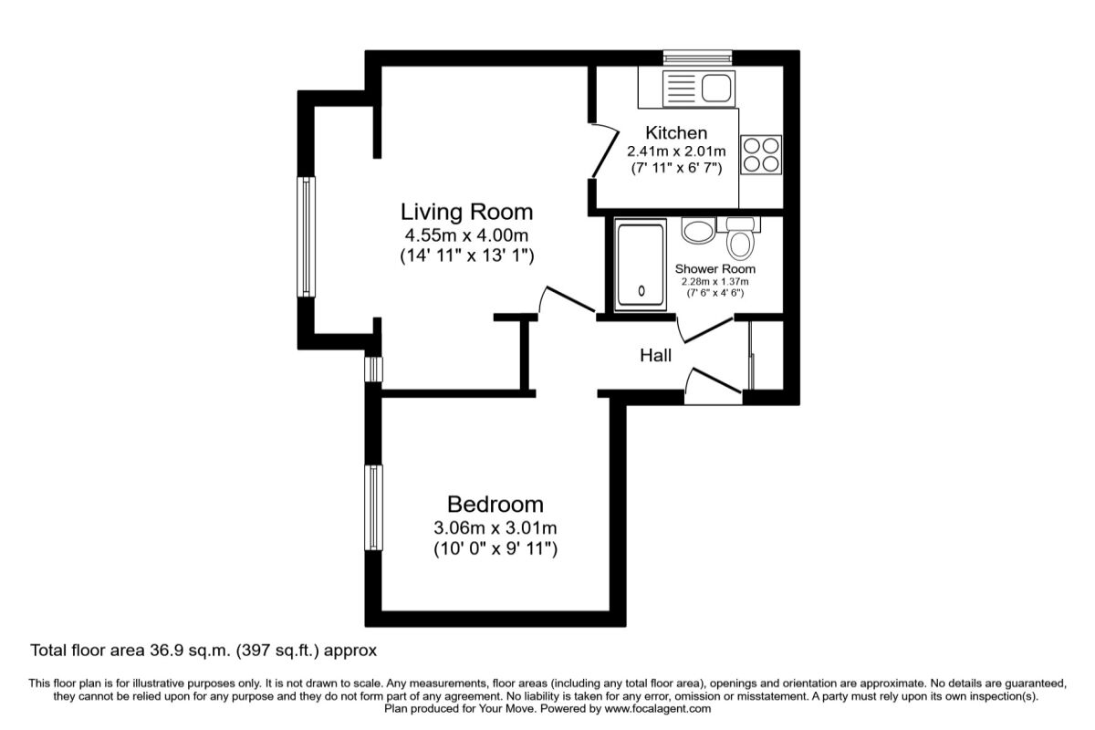 Floorplan of 1 bedroom Flat to rent, Catherine Road, Surbiton, Surrey, KT6