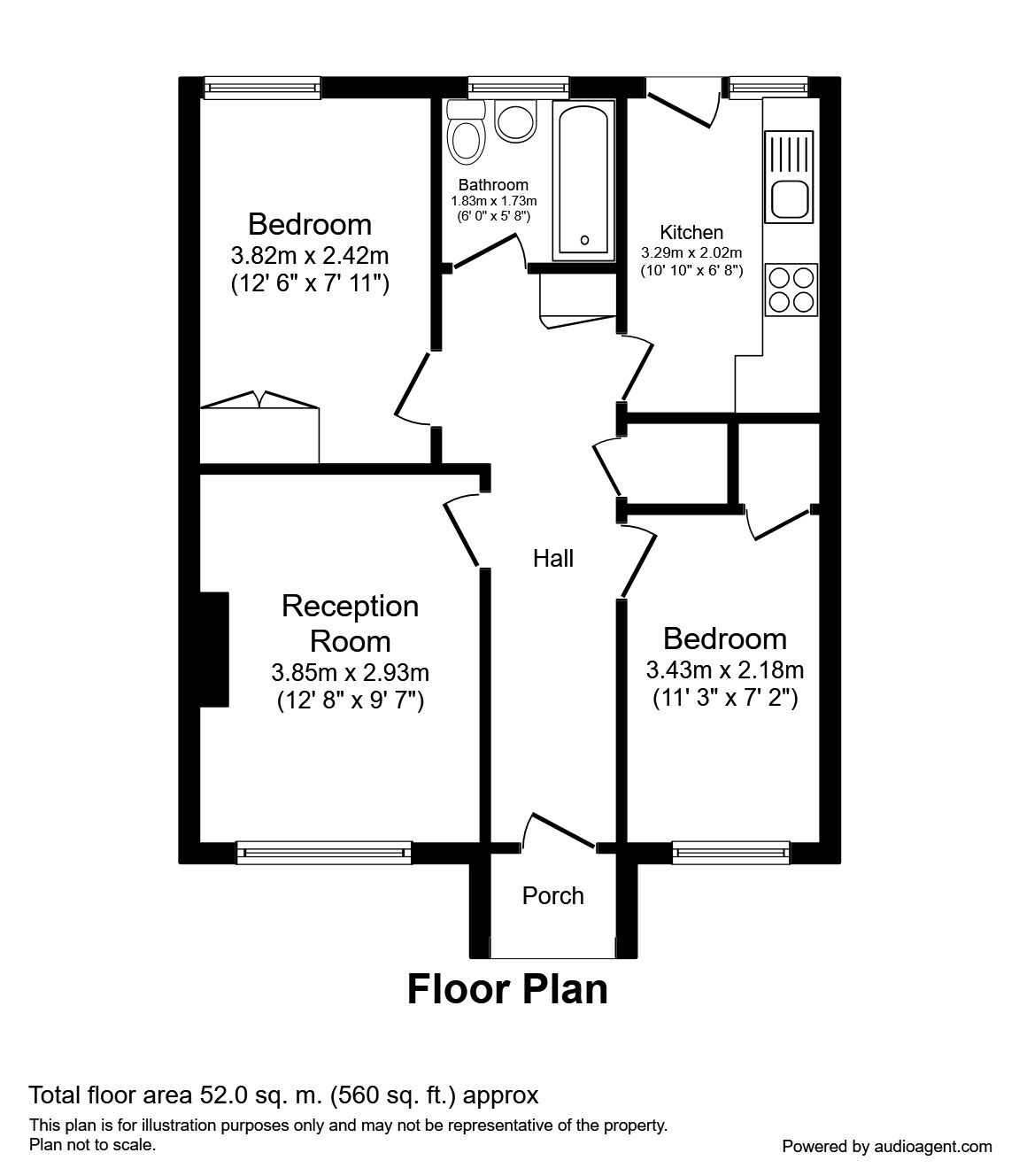 Floorplan of 2 bedroom  Flat for sale, South Bank, Surrey, KT6