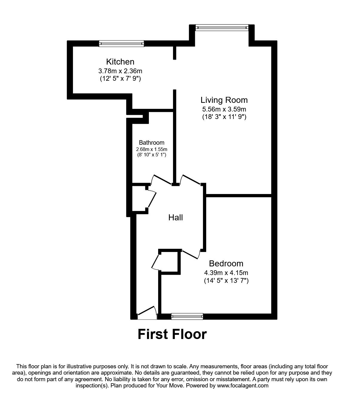 Floorplan of 1 bedroom Flat to rent, Cottage Grove, Surbiton, KT6