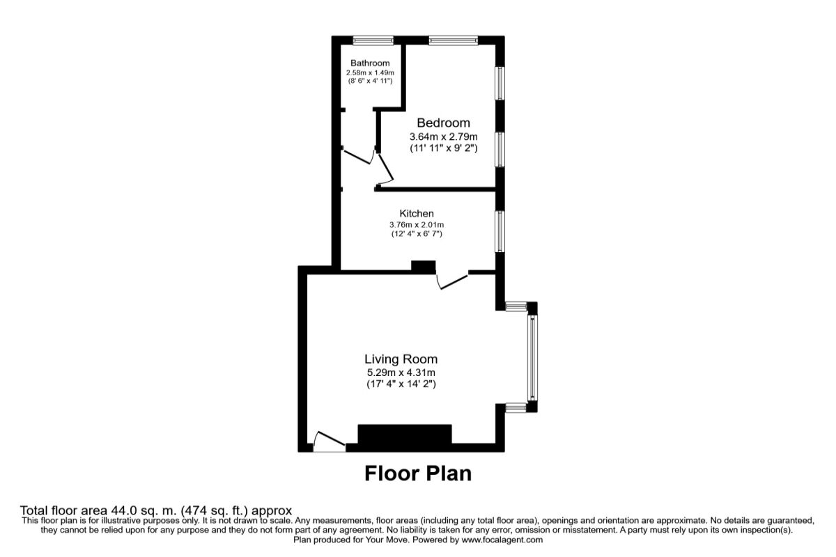 Floorplan of 1 bedroom  Flat to rent, Lovelace Road, Surbiton, Surrey, KT6