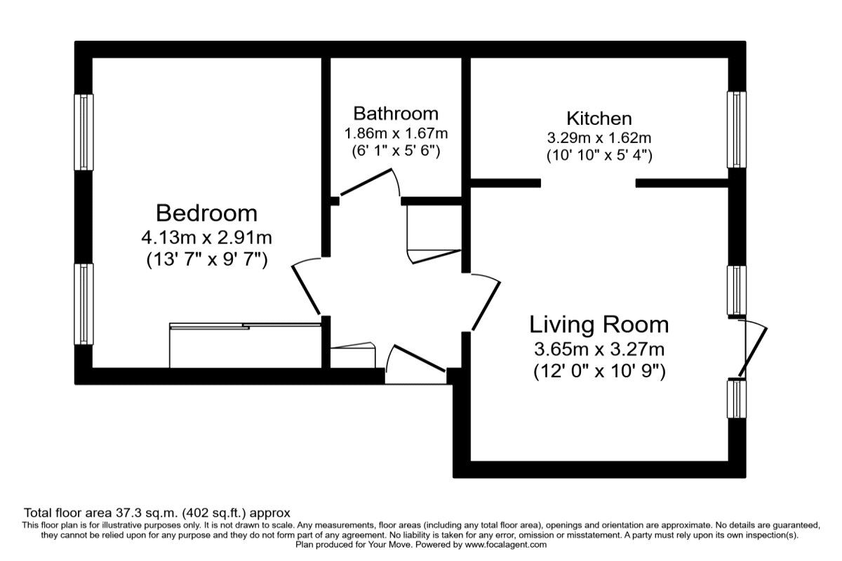 Floorplan of 1 bedroom  Flat to rent, Minstrel Gardens, Surbiton, Surrey, KT5