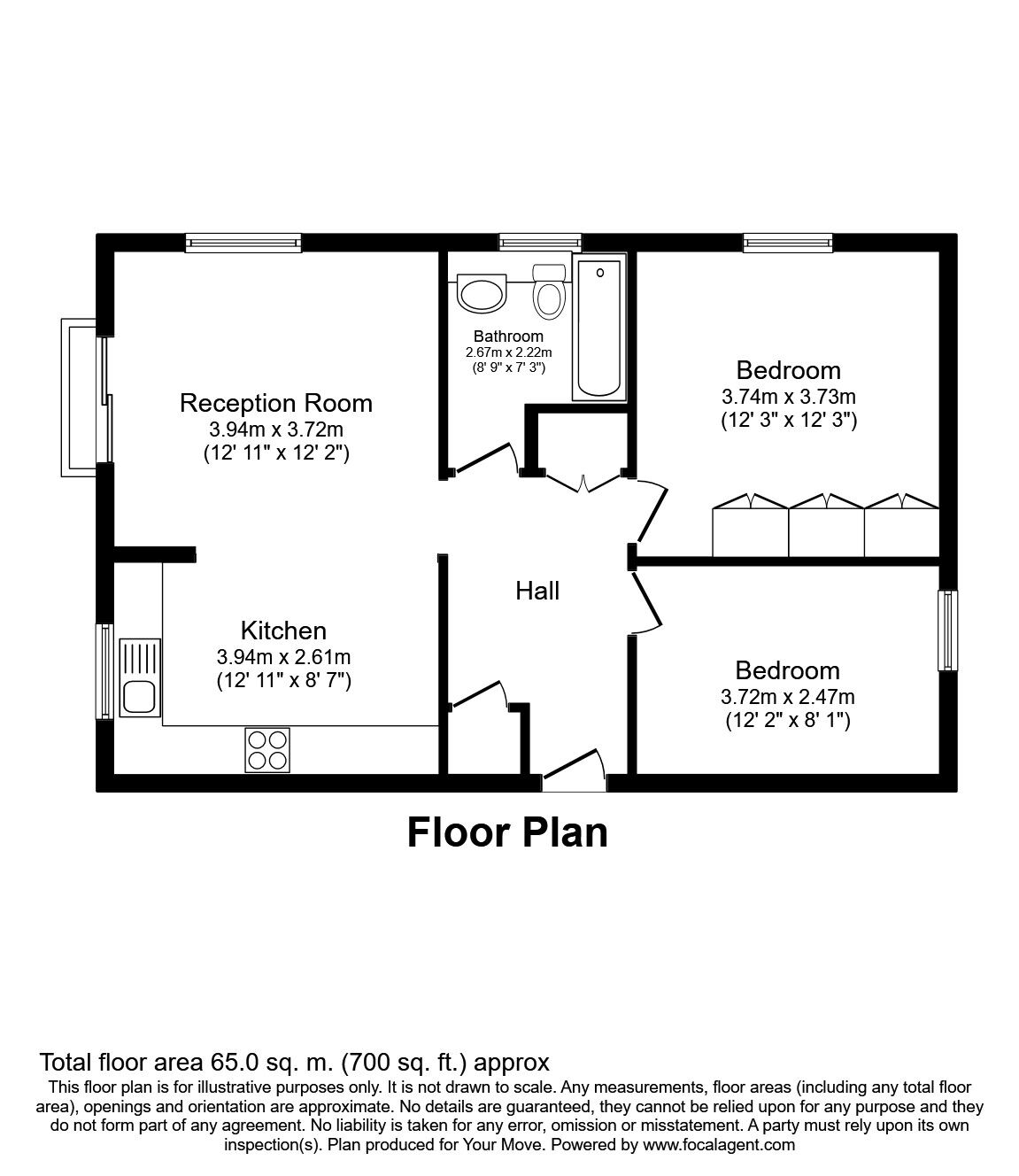 Floorplan of 2 bedroom  Flat for sale, Adams Close, Surbiton, Surrey, KT5