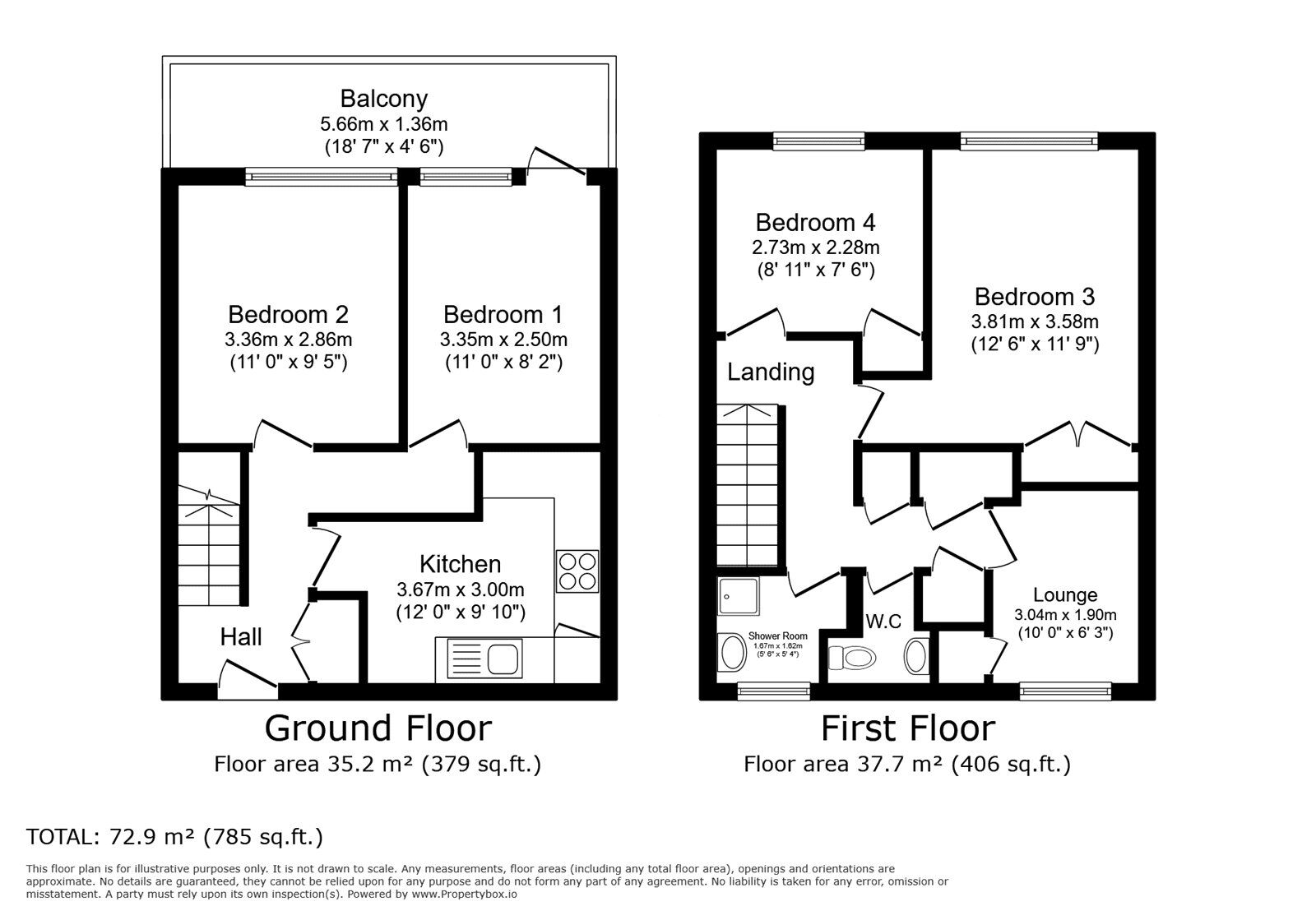 Floorplan of 4 bedroom  Flat to rent, Gloucester Road, Kingston Upon Thames, Surrey, KT1