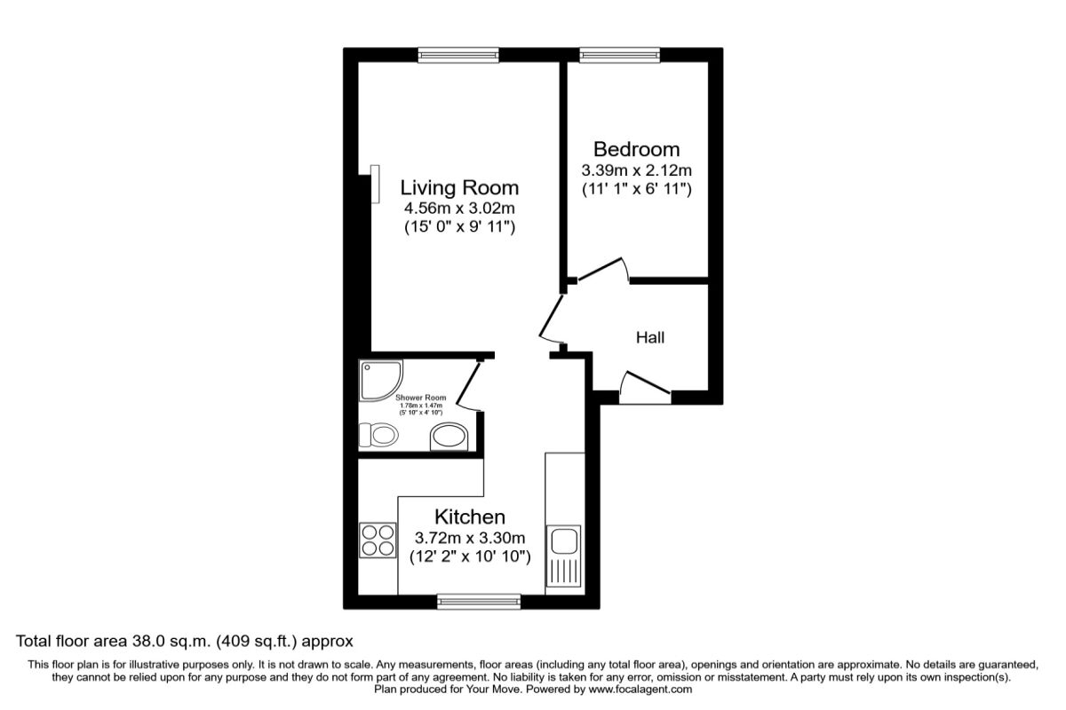 Floorplan of 1 bedroom Flat to rent, Victoria Road, Surbiton, Surrey, KT6