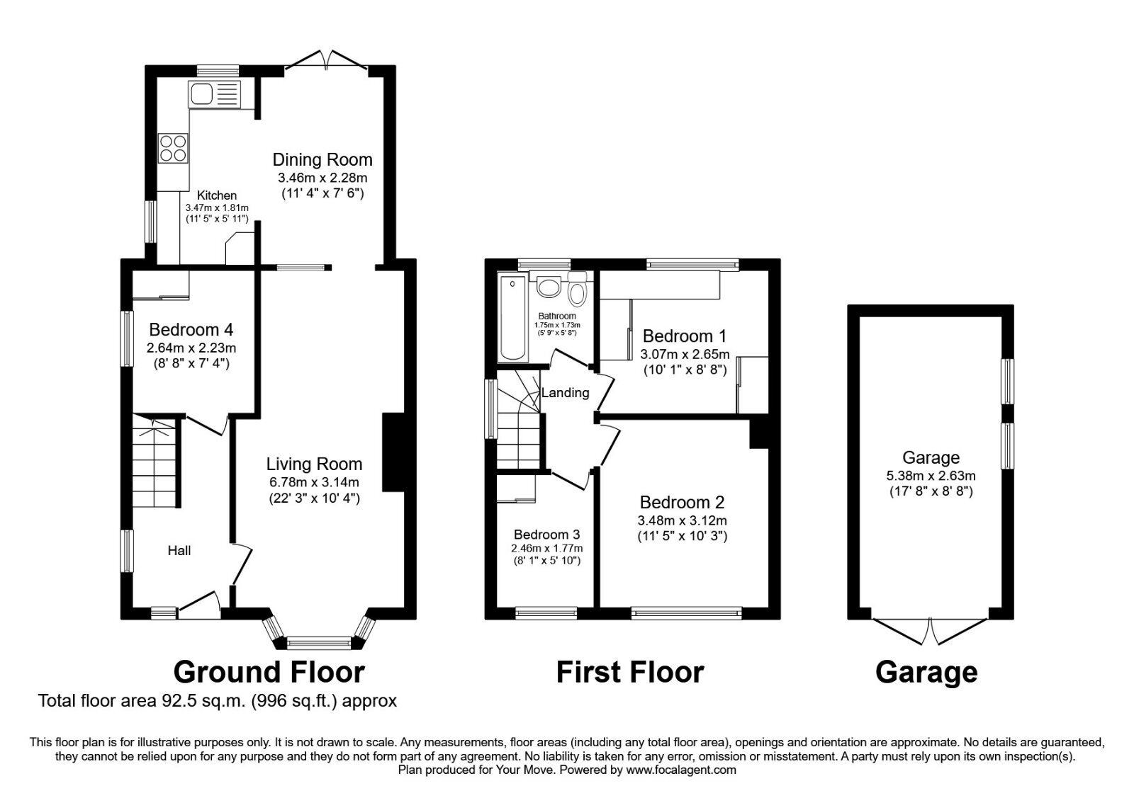 Floorplan of 3 bedroom Semi Detached House to rent, Ringwood Way, Hampton Hill, Hampton, TW12