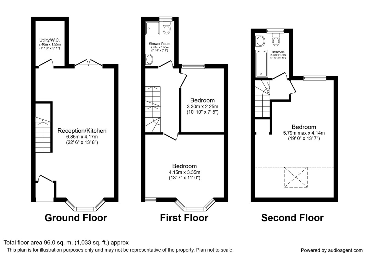 Floorplan of 3 bedroom End Terrace House to rent, Warwick Grove, Surbiton, KT5