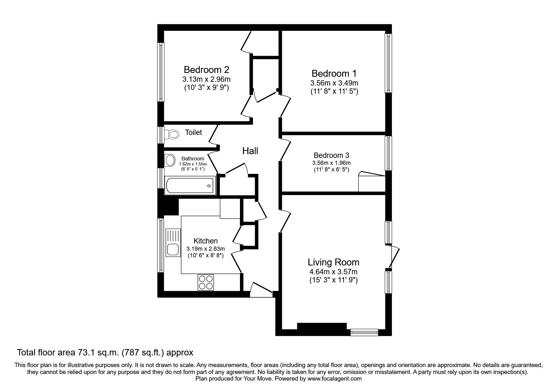 Floorplan of 3 bedroom Flat to rent, Meadowbank, 5 Berrylands Road, Surbiton, KT5