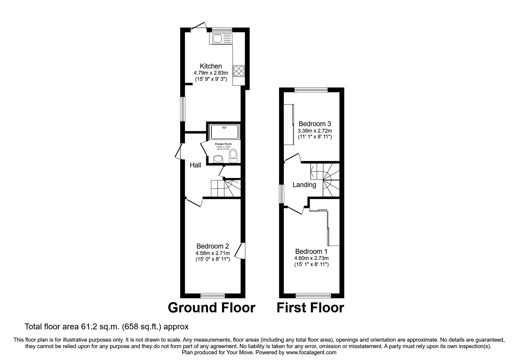 Floorplan of 3 bedroom House to rent, Robin Hood Way, London, SW15