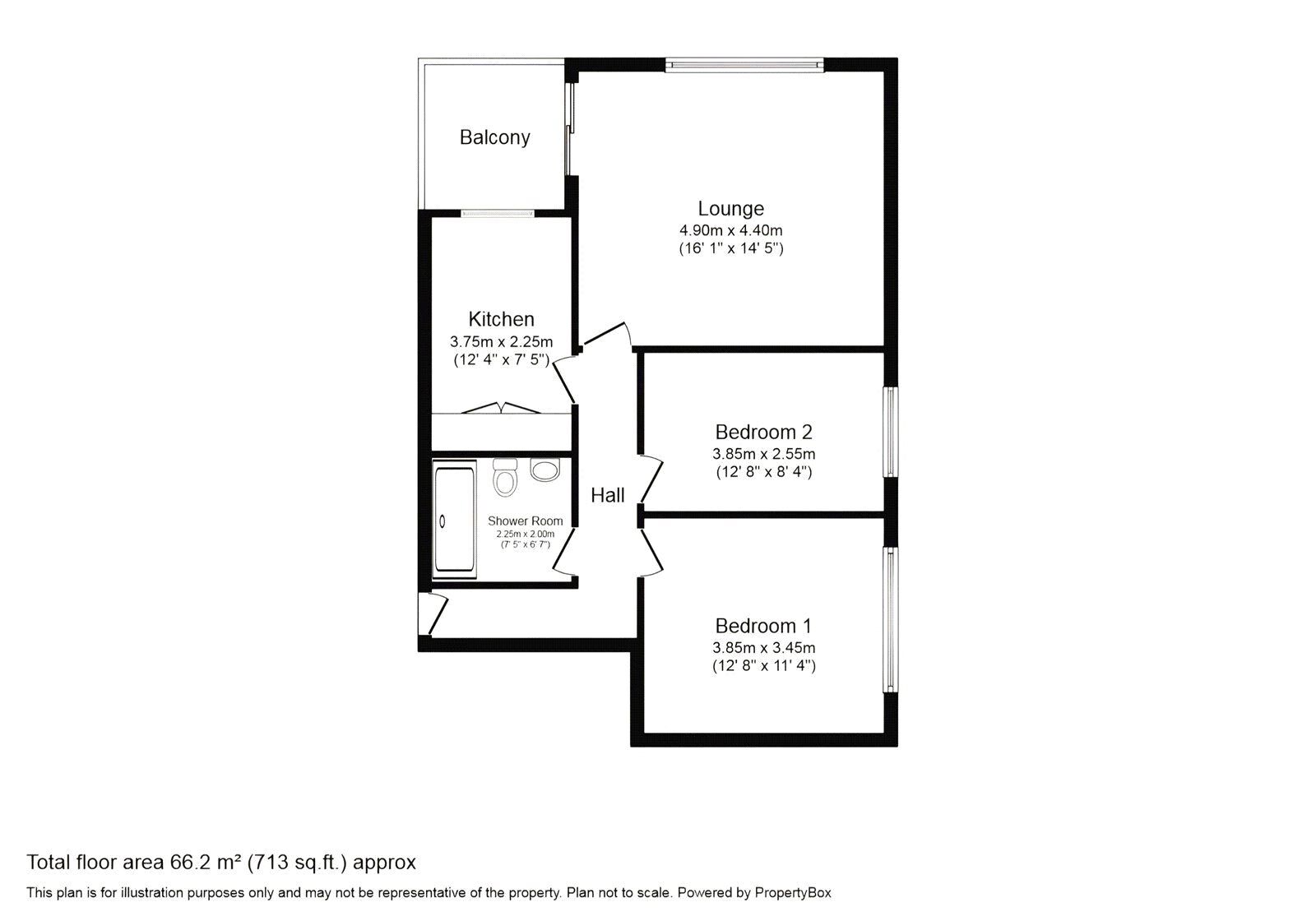 Floorplan of 2 bedroom  Flat for sale, Oak Hill Road, Surbiton, KT6