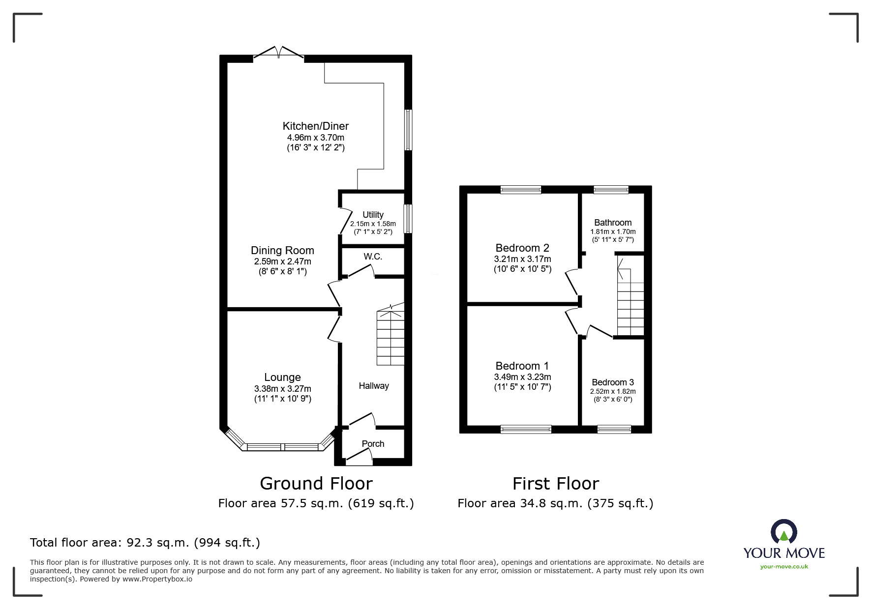 Floorplan of 3 bedroom Semi Detached House to rent, The Causeway, Chessington, KT9