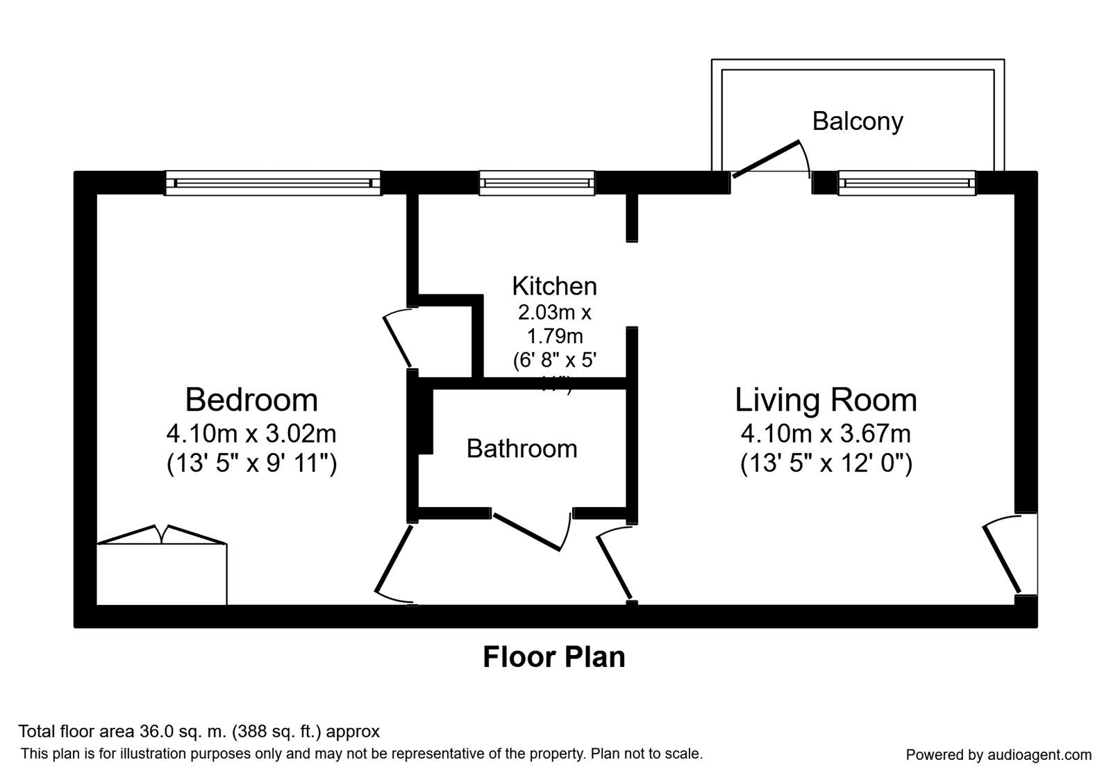 Floorplan of 1 bedroom  Flat to rent, Lovelace Gardens, Surbiton, KT6