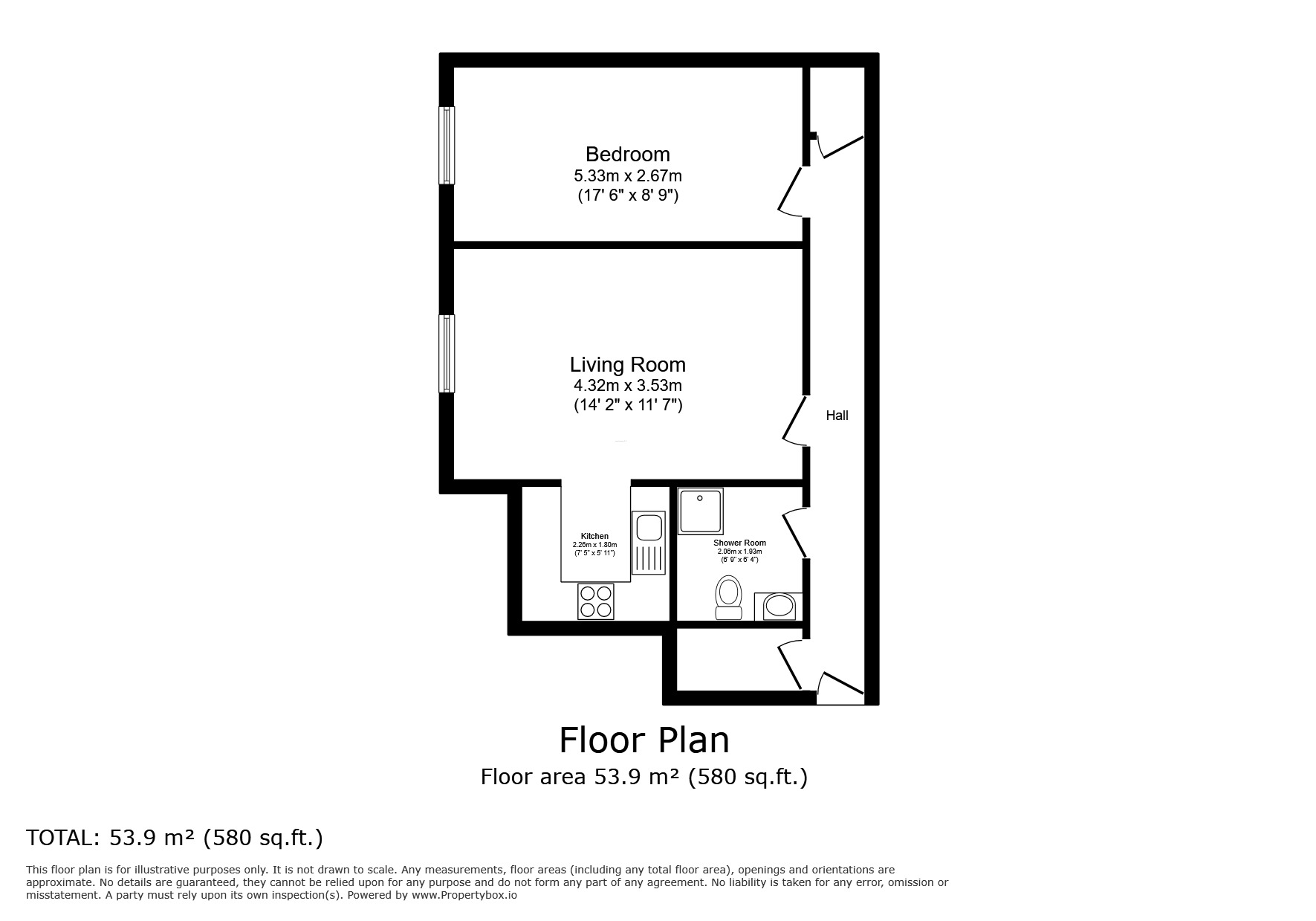 Floorplan of 1 bedroom  Flat for sale, St. Mark's Hill, Surbiton, KT6