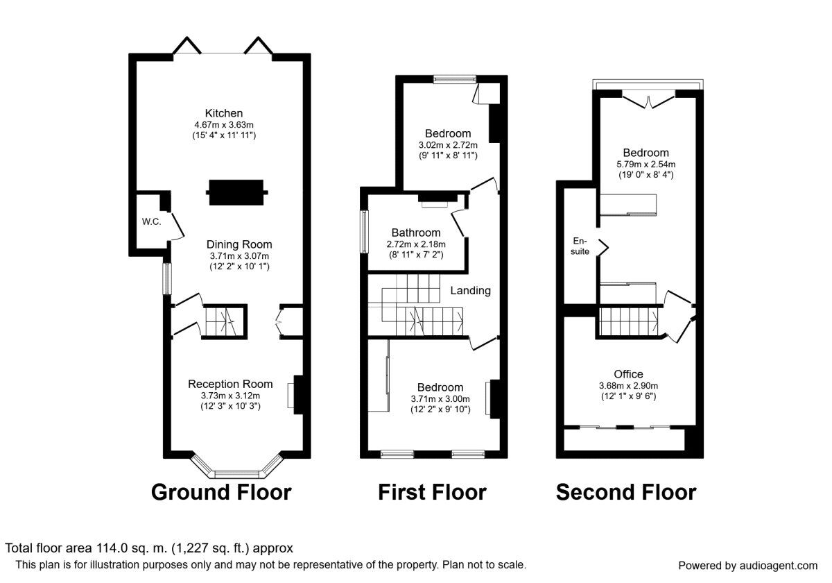 Floorplan of 3 bedroom Semi Detached Property to rent, Rowlls Road, Kingston upon Thames, KT1