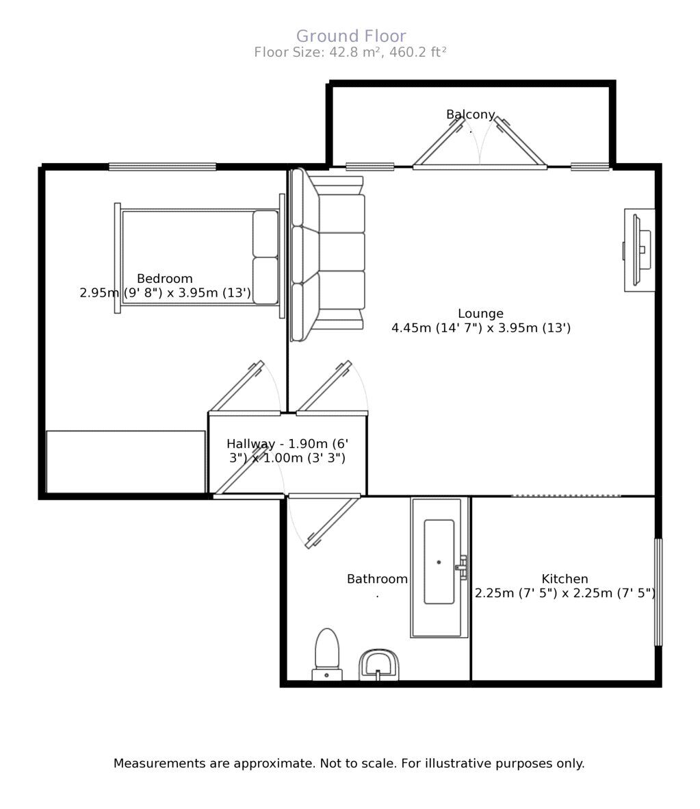Floorplan of 1 bedroom  Flat to rent, Claremont Gardens, Surbiton, KT6