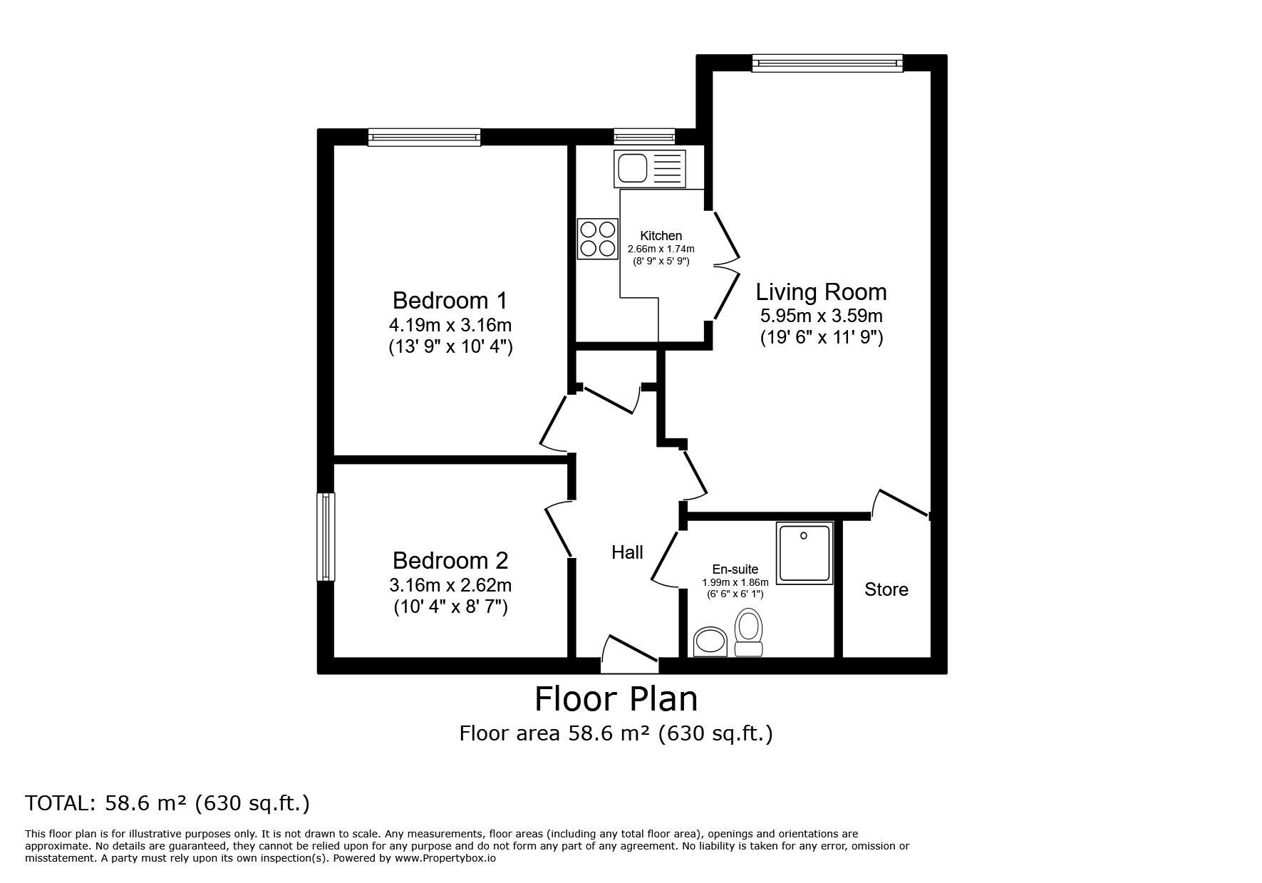 Floorplan of 2 bedroom  Flat for sale, Ewell Road, Surbiton, KT6